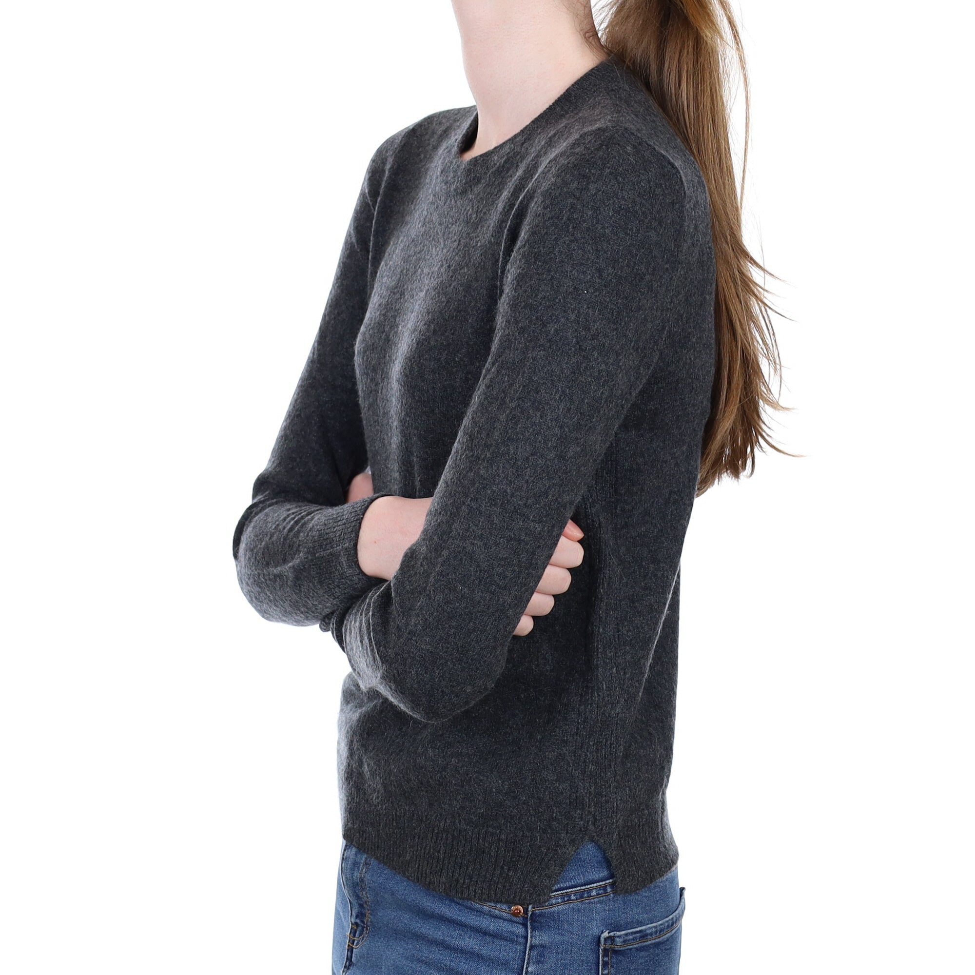 Charcoal Grey Cashmere Crew Neck Jumper Extra Small