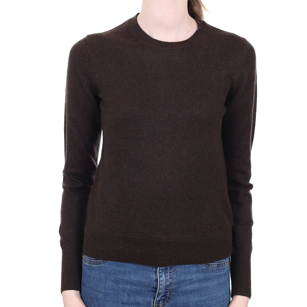 Dark Chocolate Brown Cashmere Crew Neck Jumper Extra Small