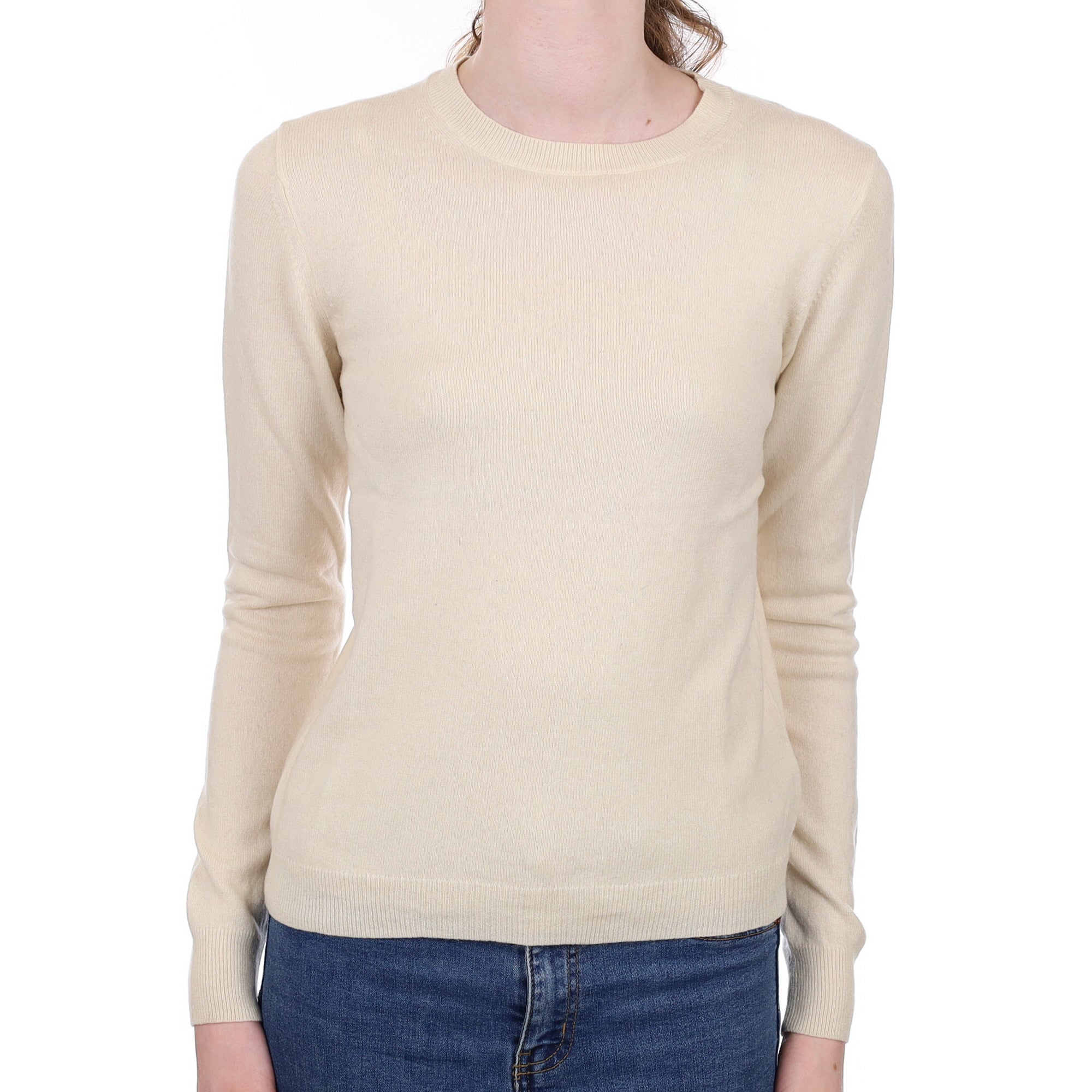 Ivory Cashmere Crew Neck Jumper Extra Small
