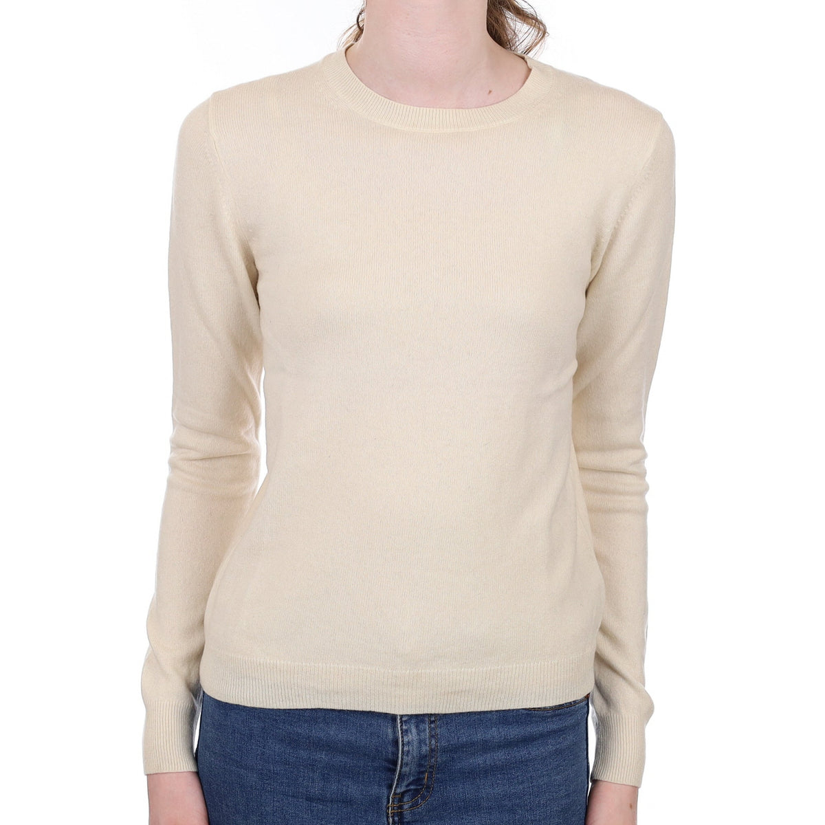 Ivory Cashmere Crew Neck Jumper Extra Small