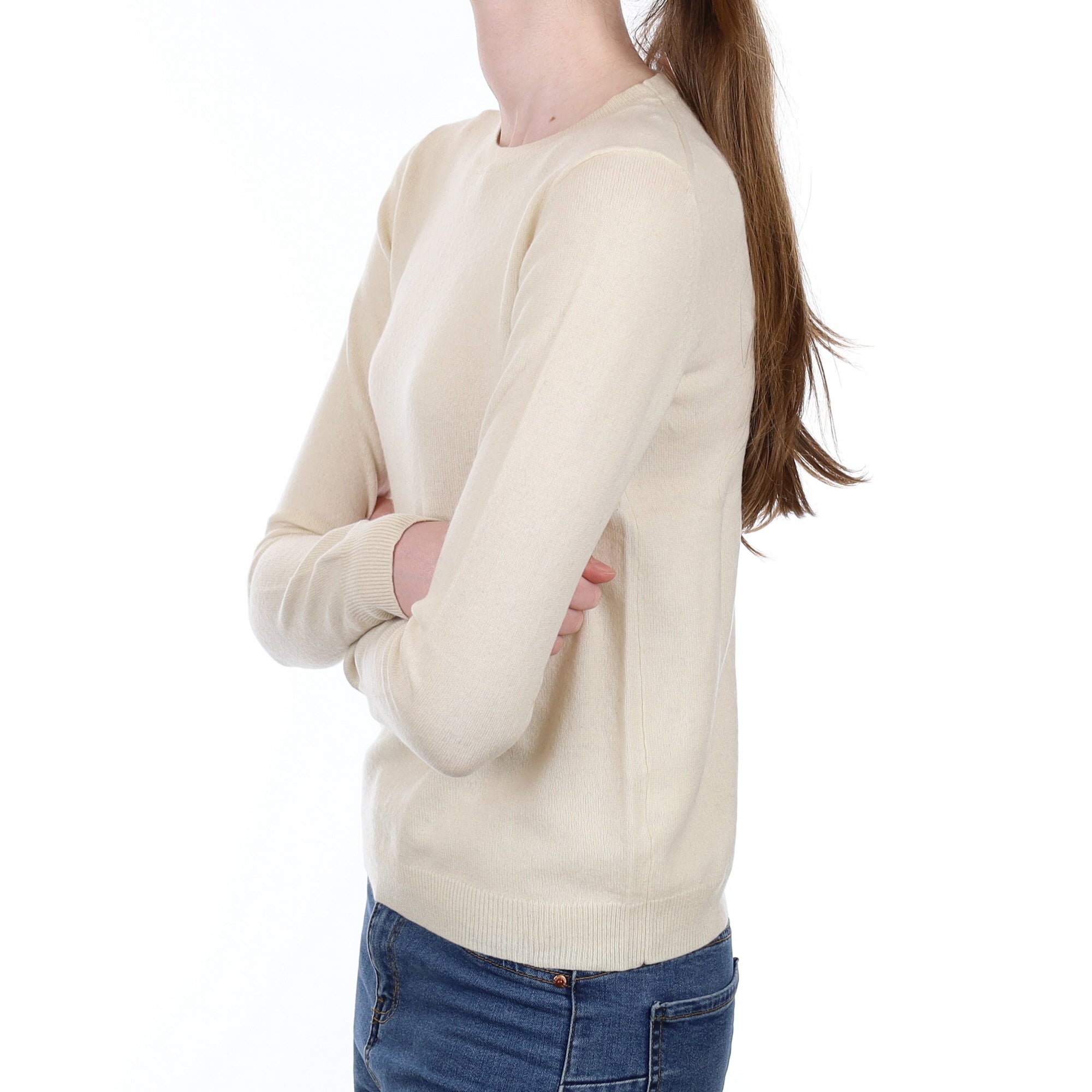 Ivory Cashmere Crew Neck Jumper Extra Small