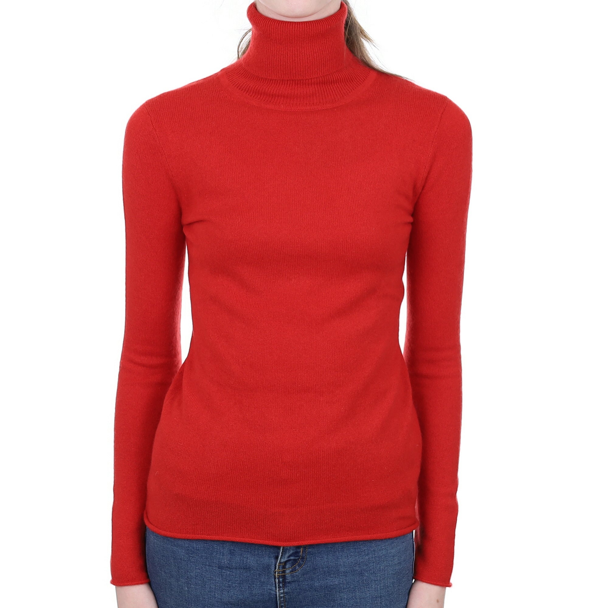 Scarlett Red Cashmere Polo Neck Jumper Extra Small