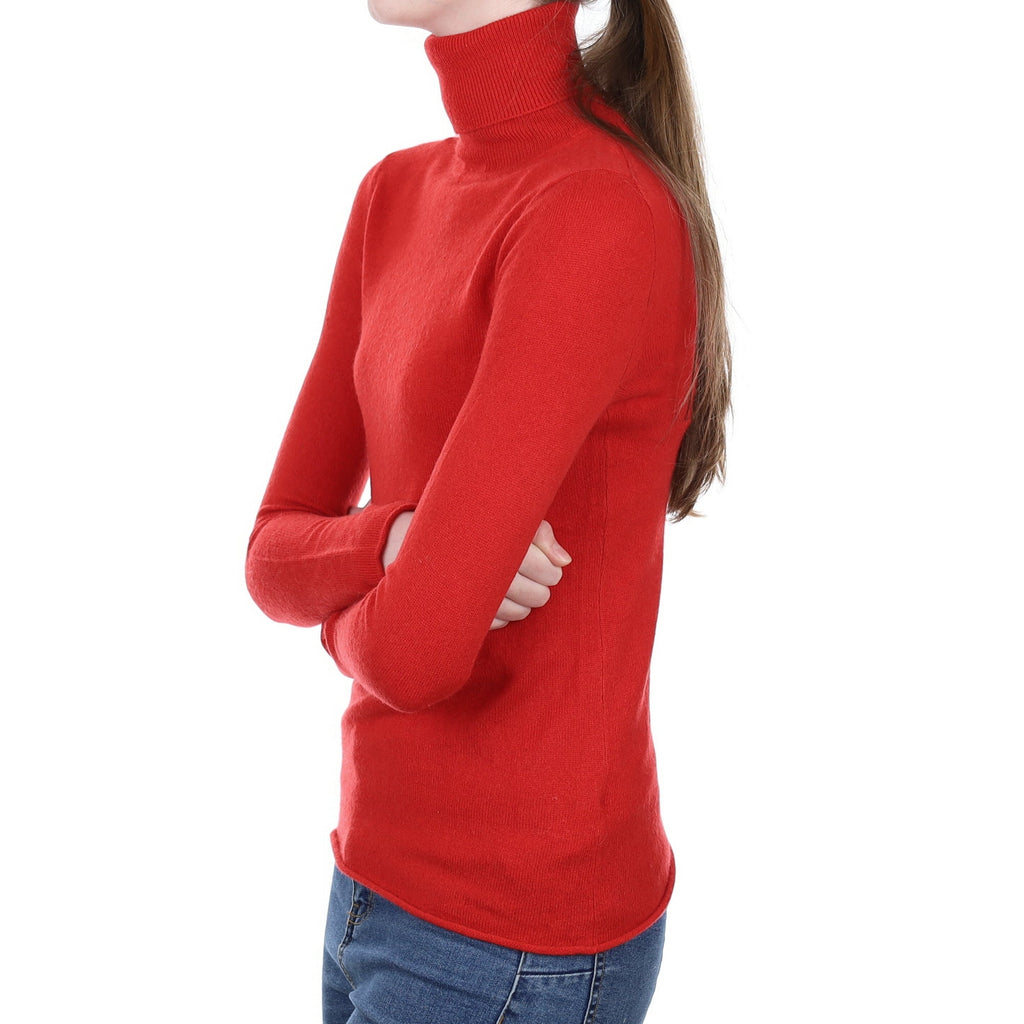 Scarlett Red Cashmere Polo Neck Jumper Extra Small