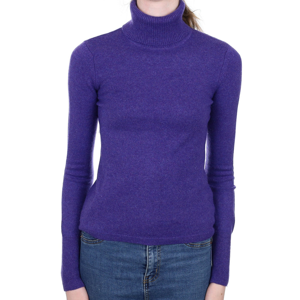 Amethyst Purple Cashmere Polo Neck Jumper Extra Small
