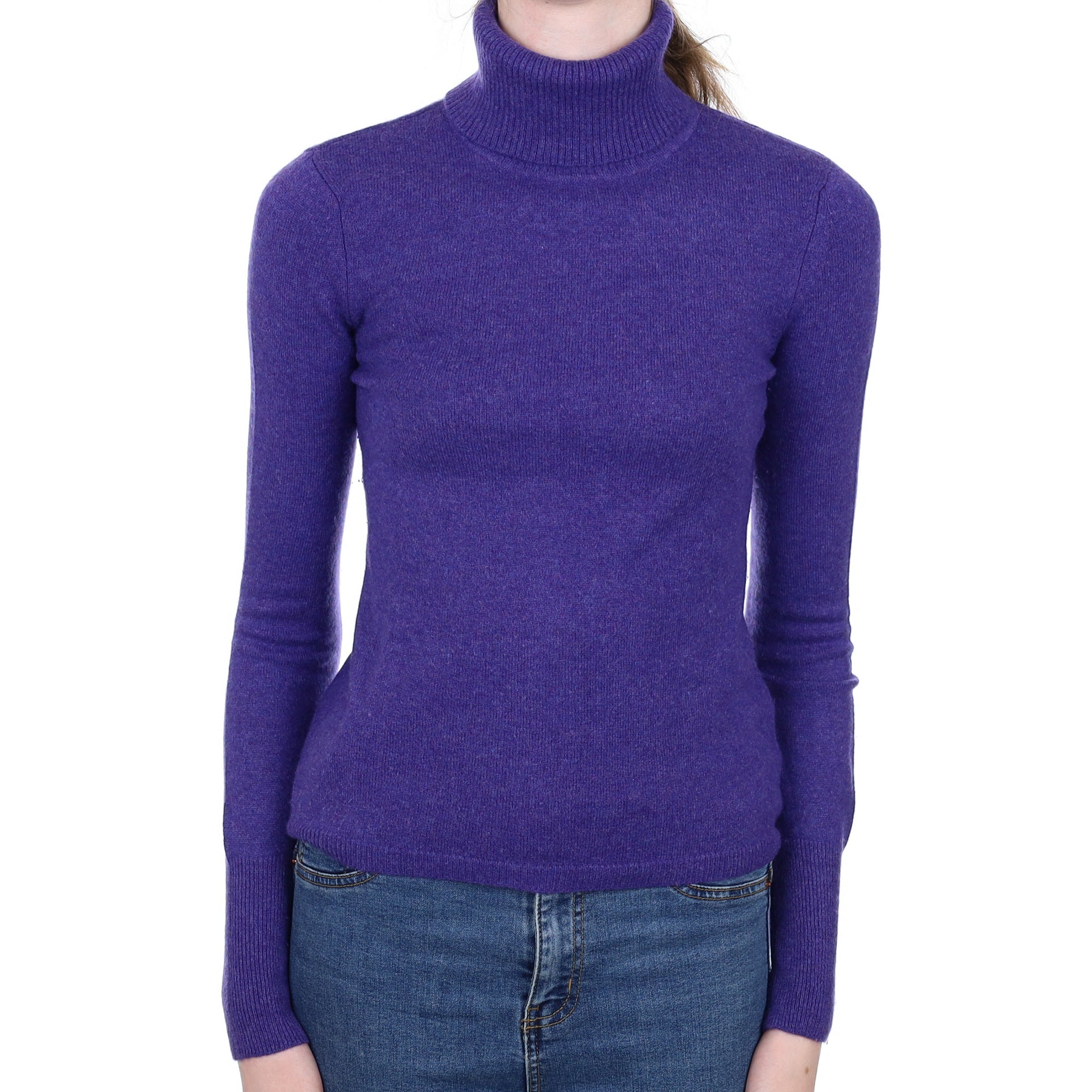 Amethyst Purple Cashmere Polo Neck Jumper Extra Small