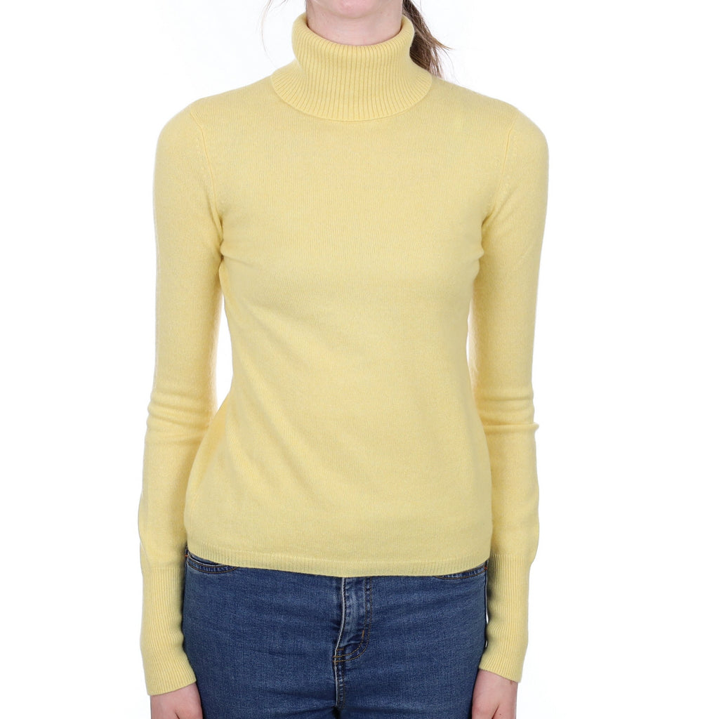 Primrose Yellow Cashmere Polo Neck Jumper Extra Small