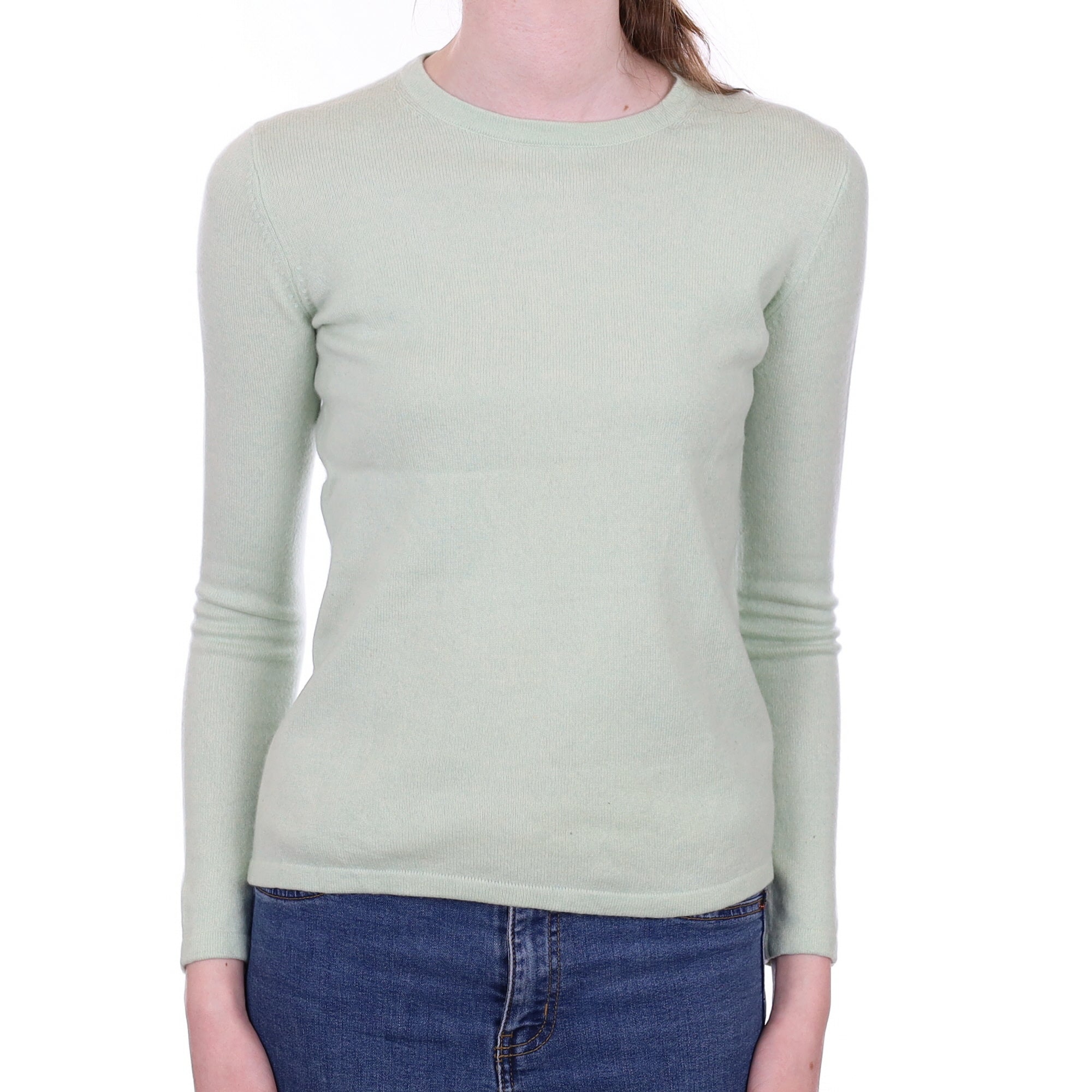 Pale Mint Green Cashmere Crew Neck Jumper Extra Small