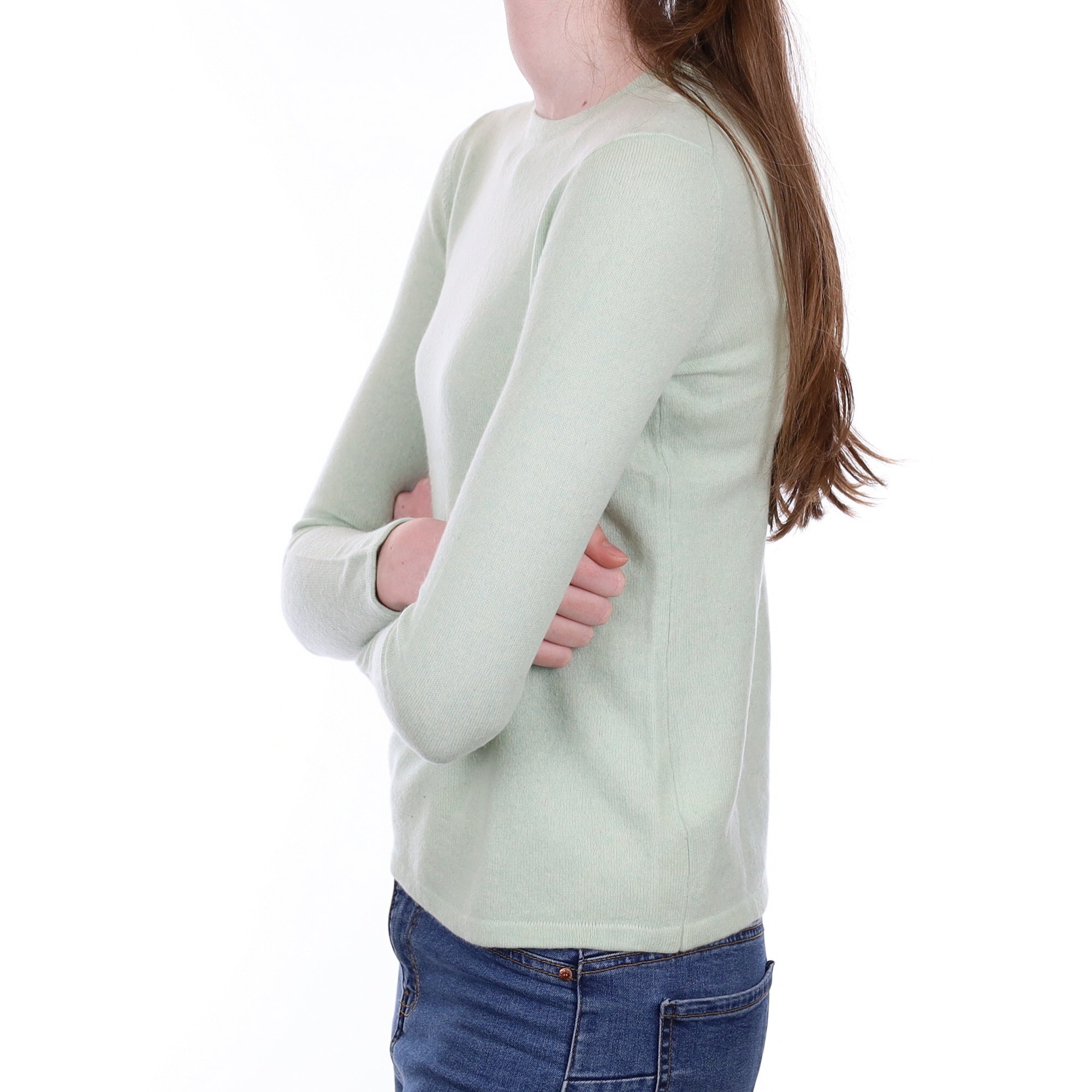 Pale Mint Green Cashmere Crew Neck Jumper Extra Small