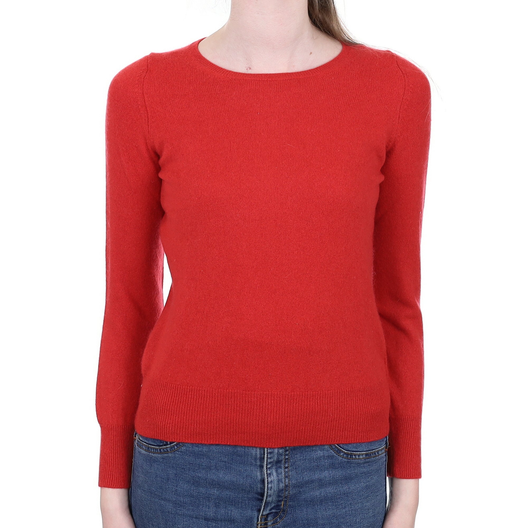 Strawberry Red Cashmere Crew Neck Jumper Extra Small