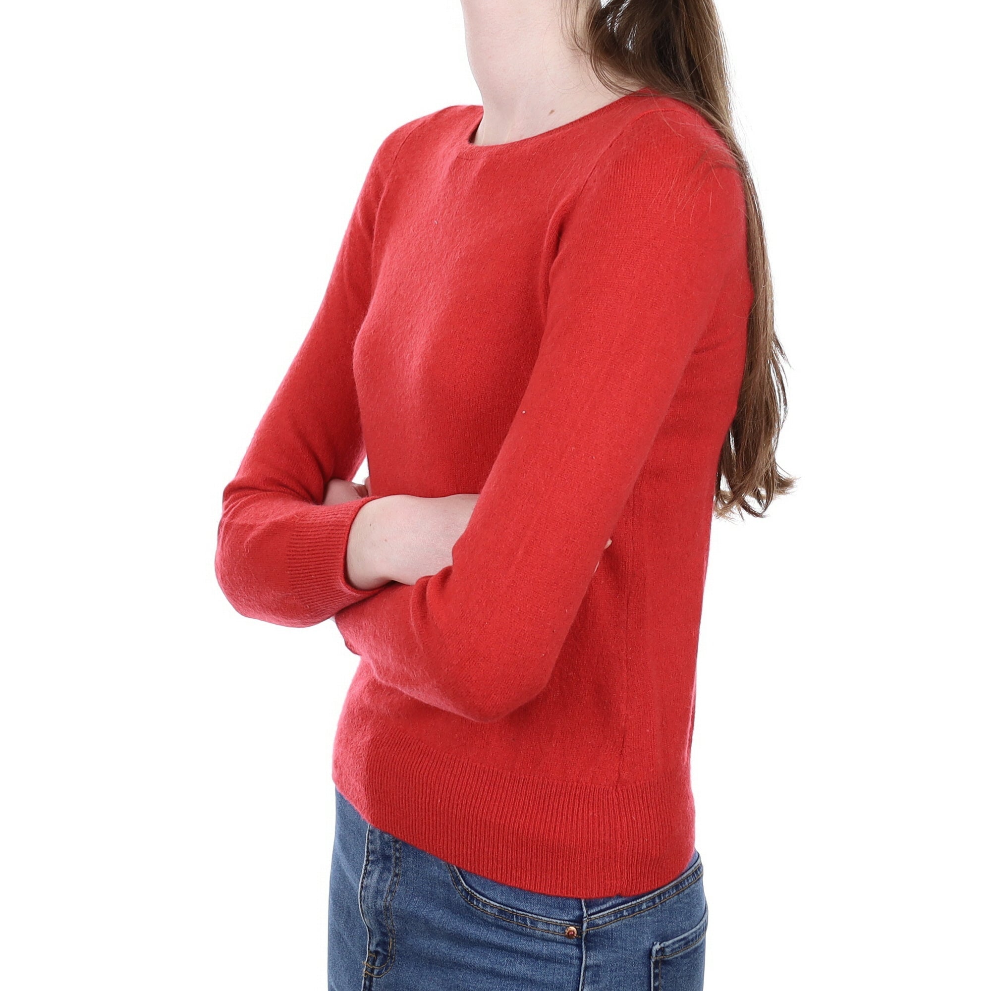 Strawberry Red Cashmere Crew Neck Jumper Extra Small