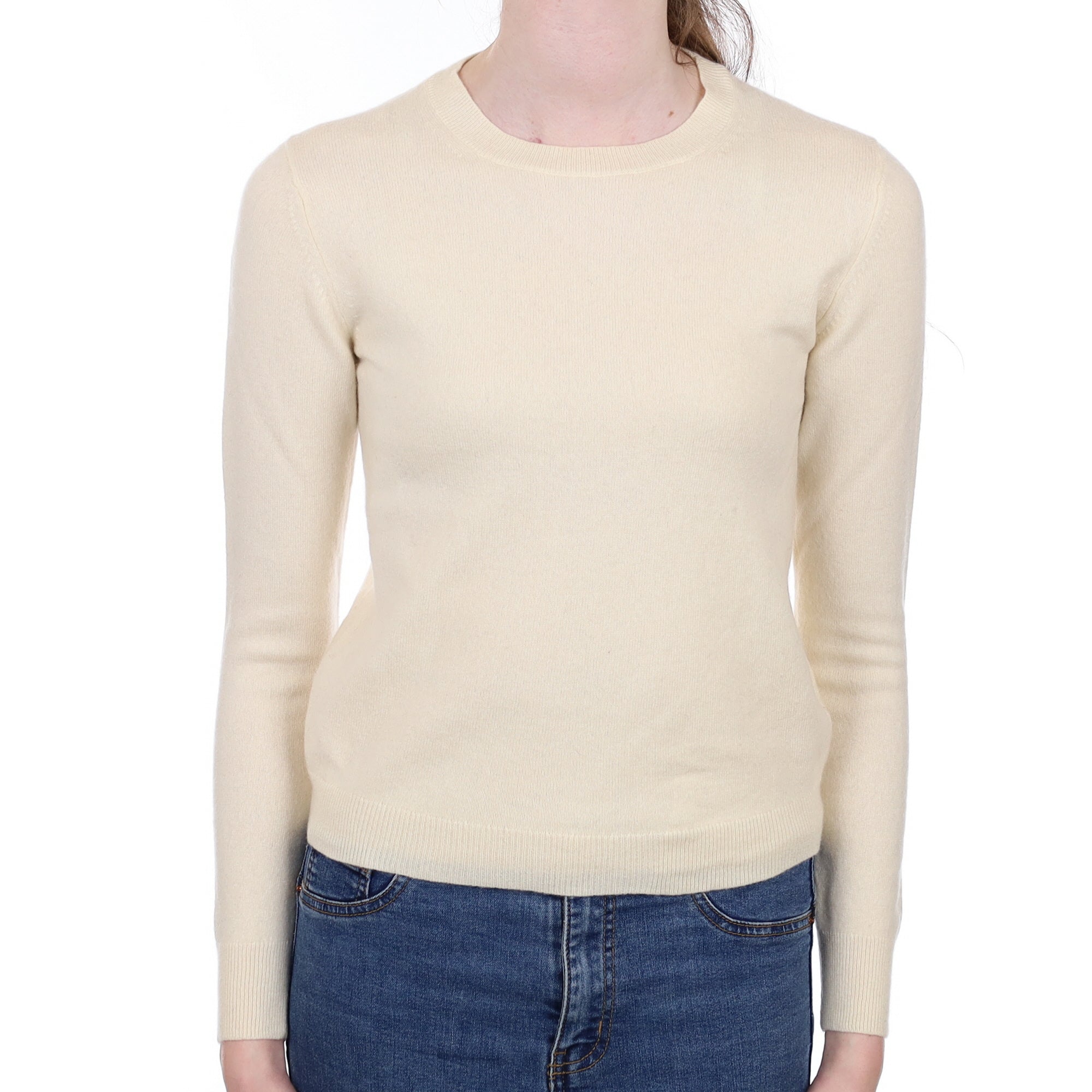 Vanilla Cream Cashmere Crew Neck Jumper Extra Small