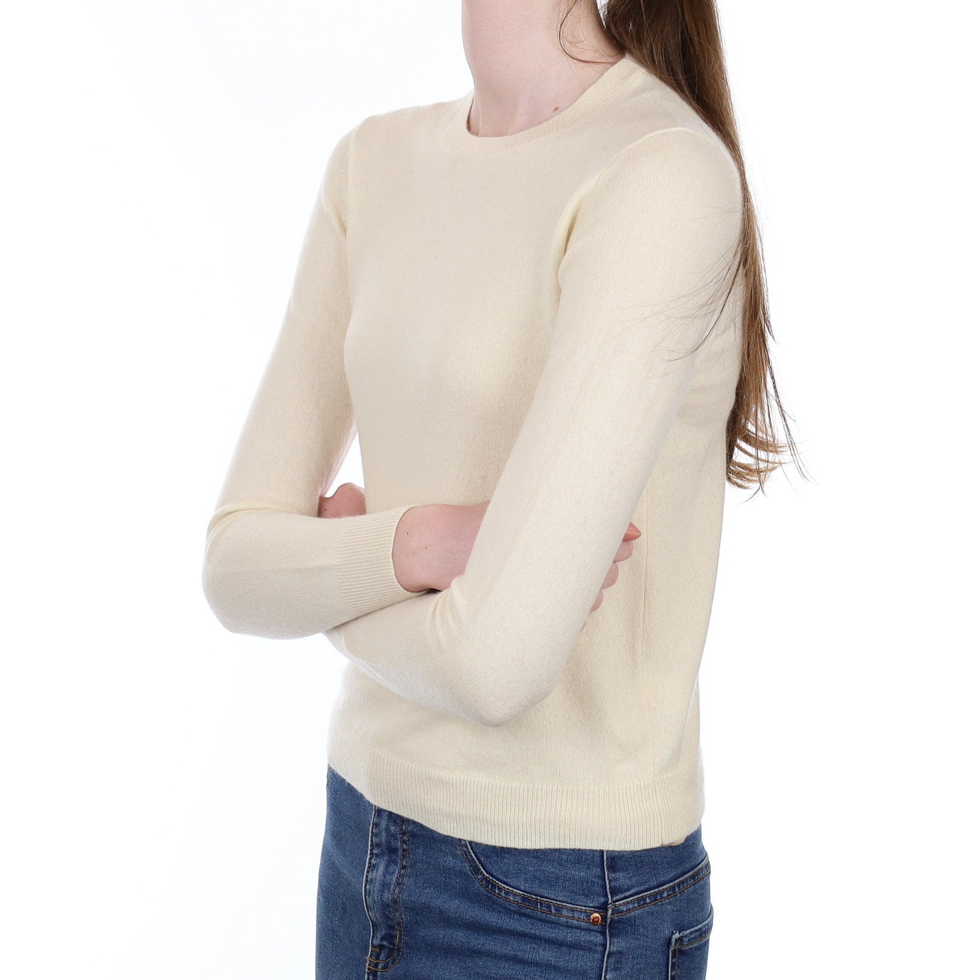 Vanilla Cream Cashmere Crew Neck Jumper Extra Small