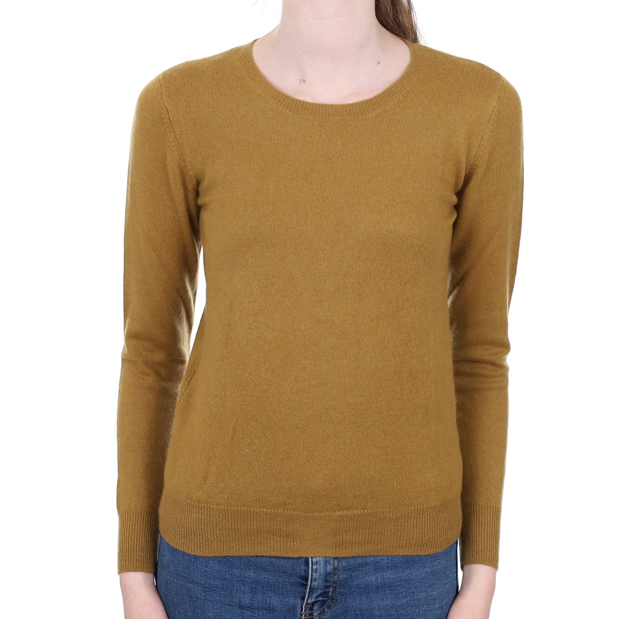 Toffee Brown Cashmere Crew Neck Jumper Extra Small