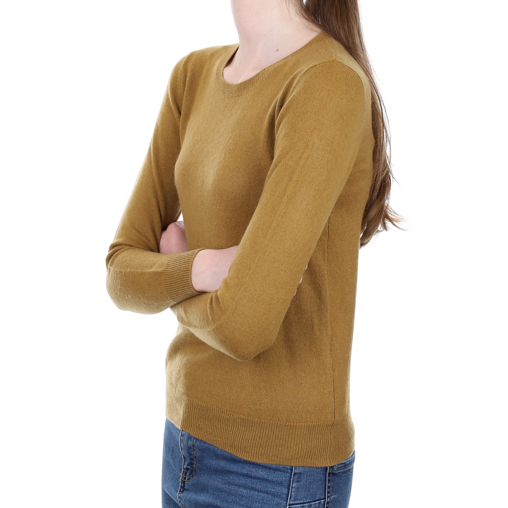 Toffee Brown Cashmere Crew Neck Jumper Extra Small