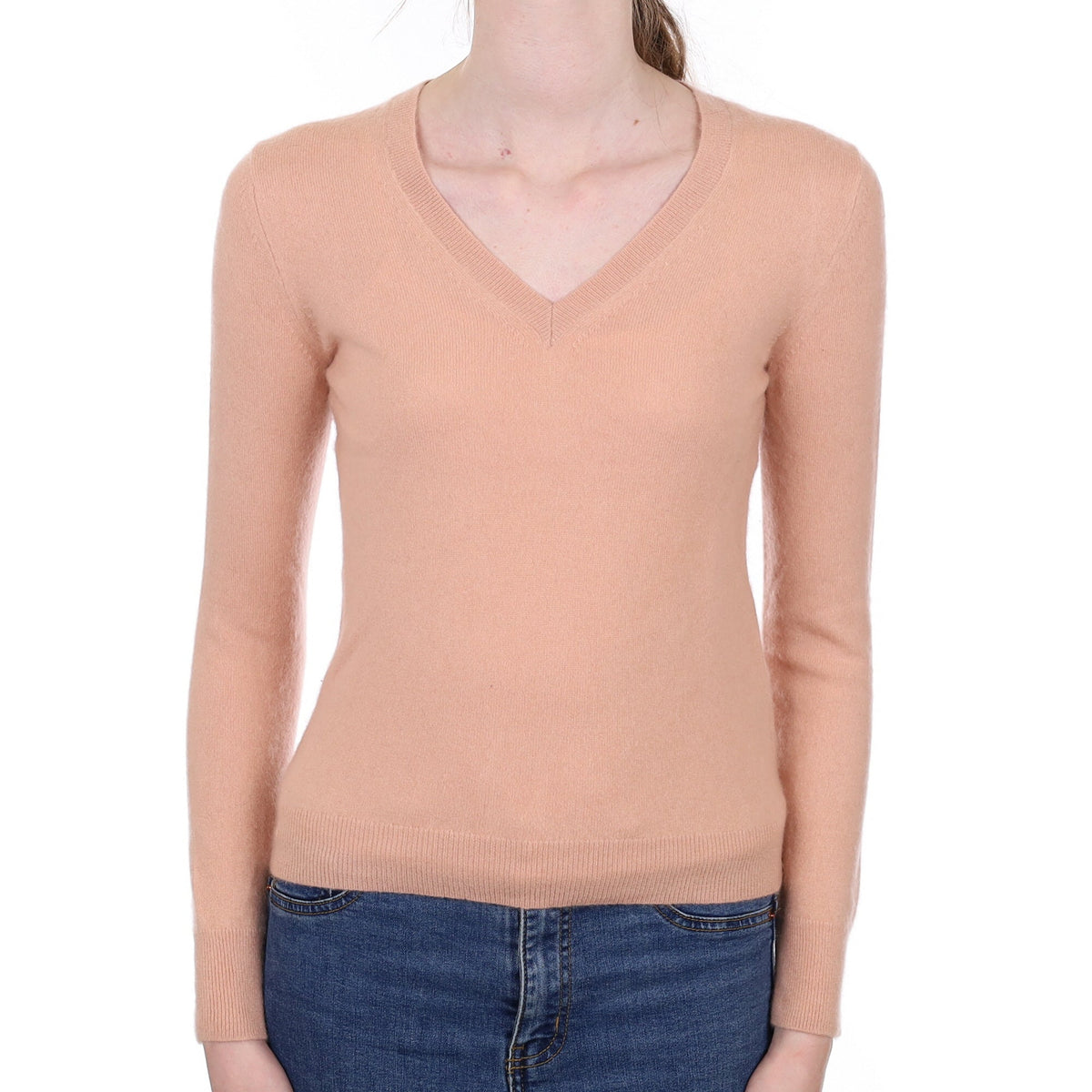 Nude Pink Cashmere V Neck Jumper Extra Small
