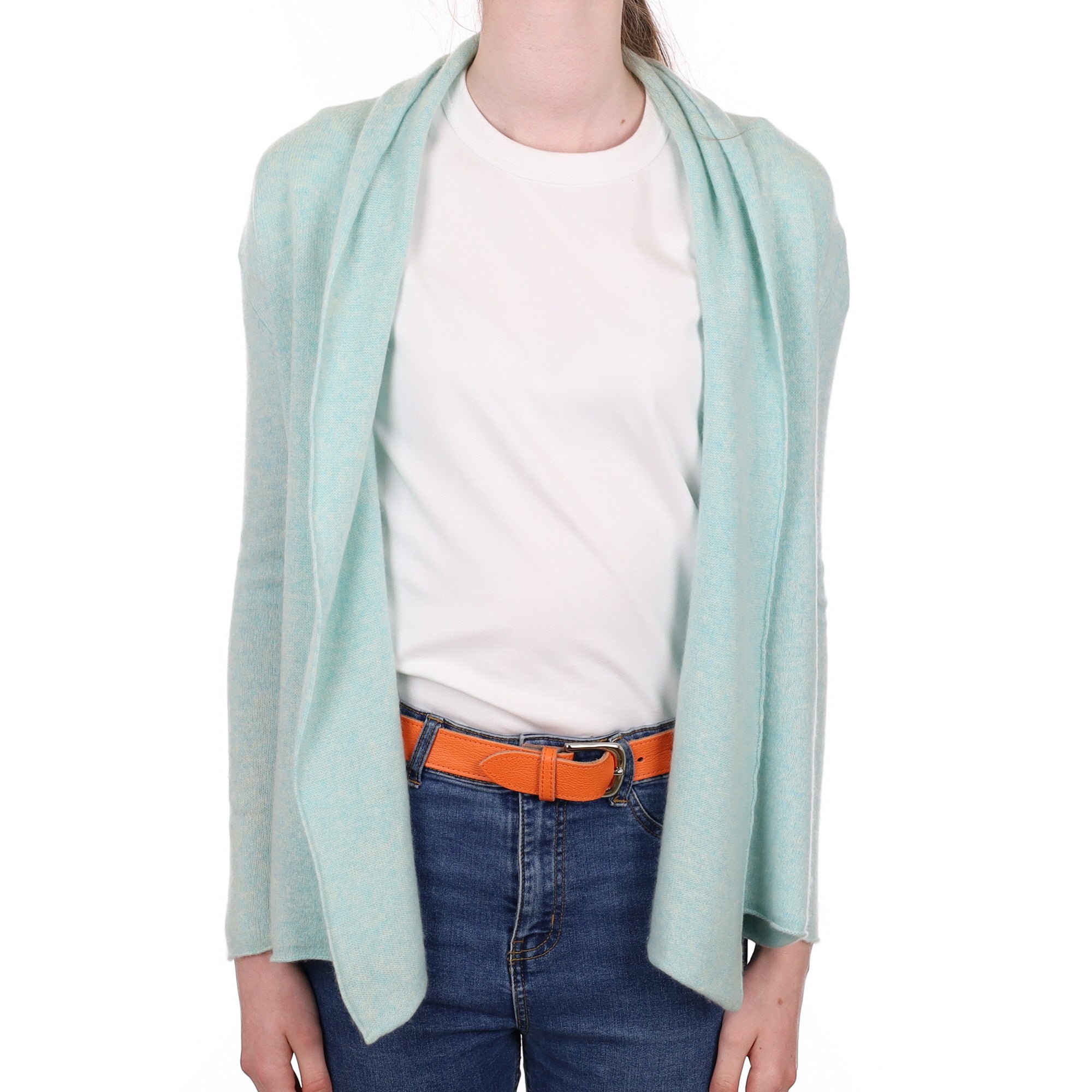 Pale Aqua Cashmere Waterfall Cardigan Extra Small