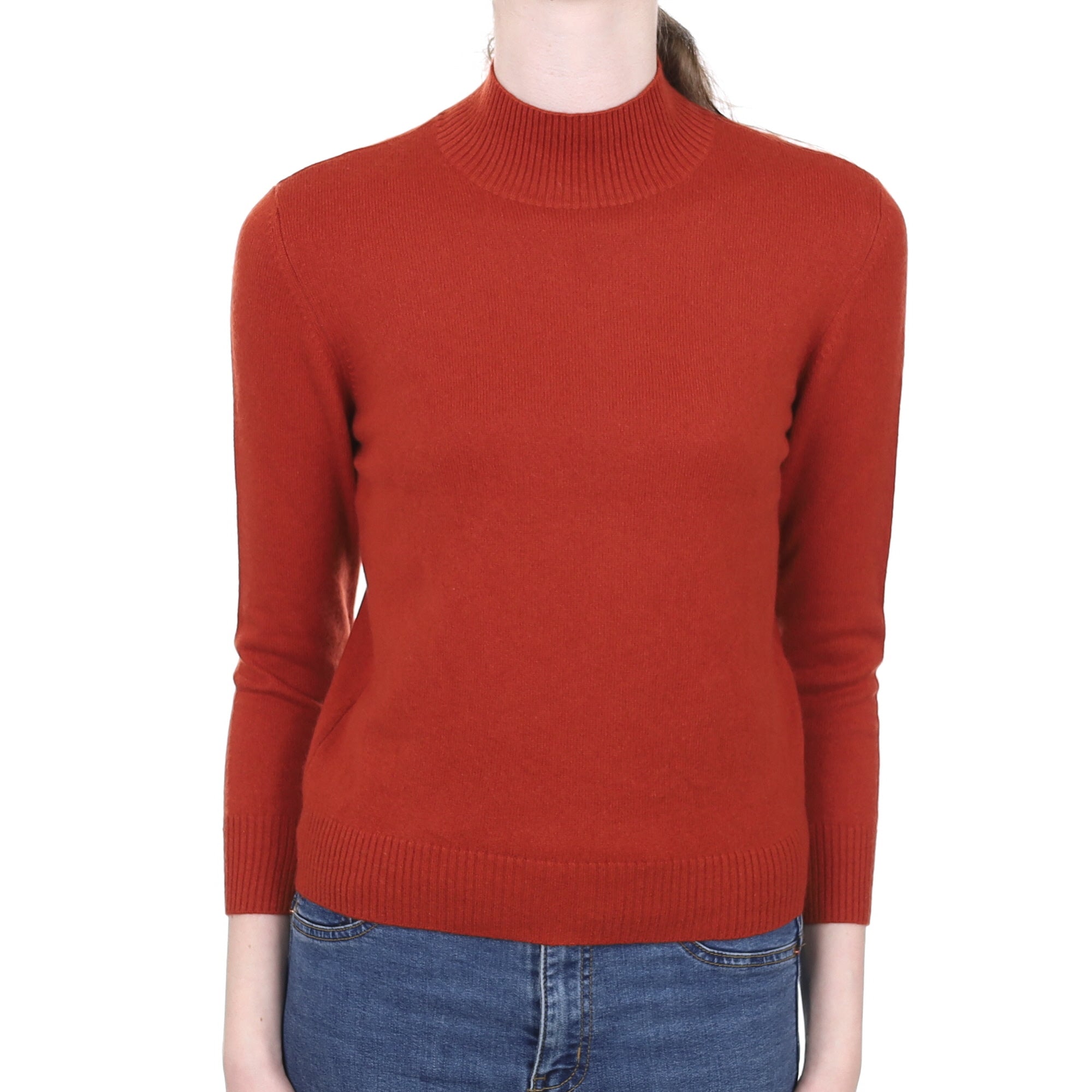 Paprika Orange Cashmere Turtle Neck Jumper Extra Small