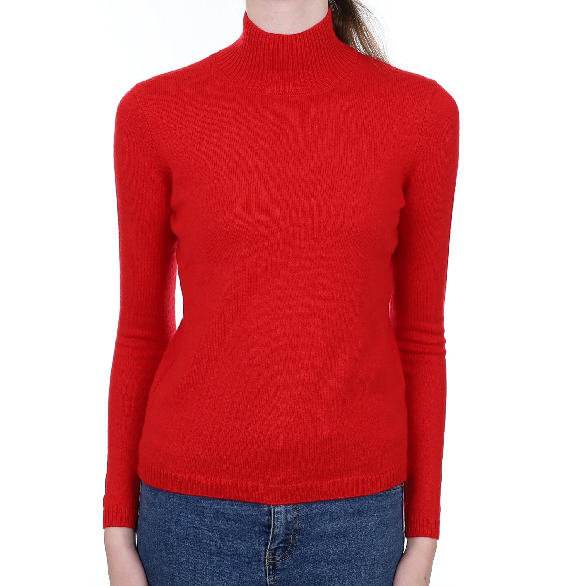 Scarlet Red Cashmere Turtle Neck Jumper Extra Small