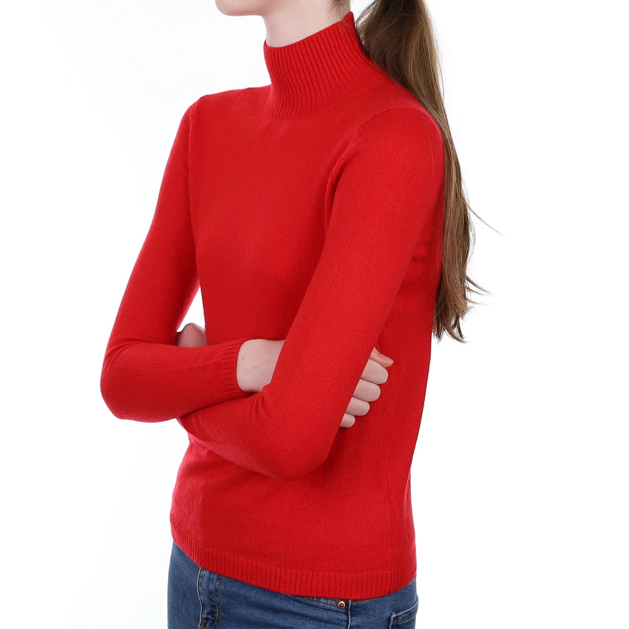 Scarlet Red Cashmere Turtle Neck Jumper Extra Small