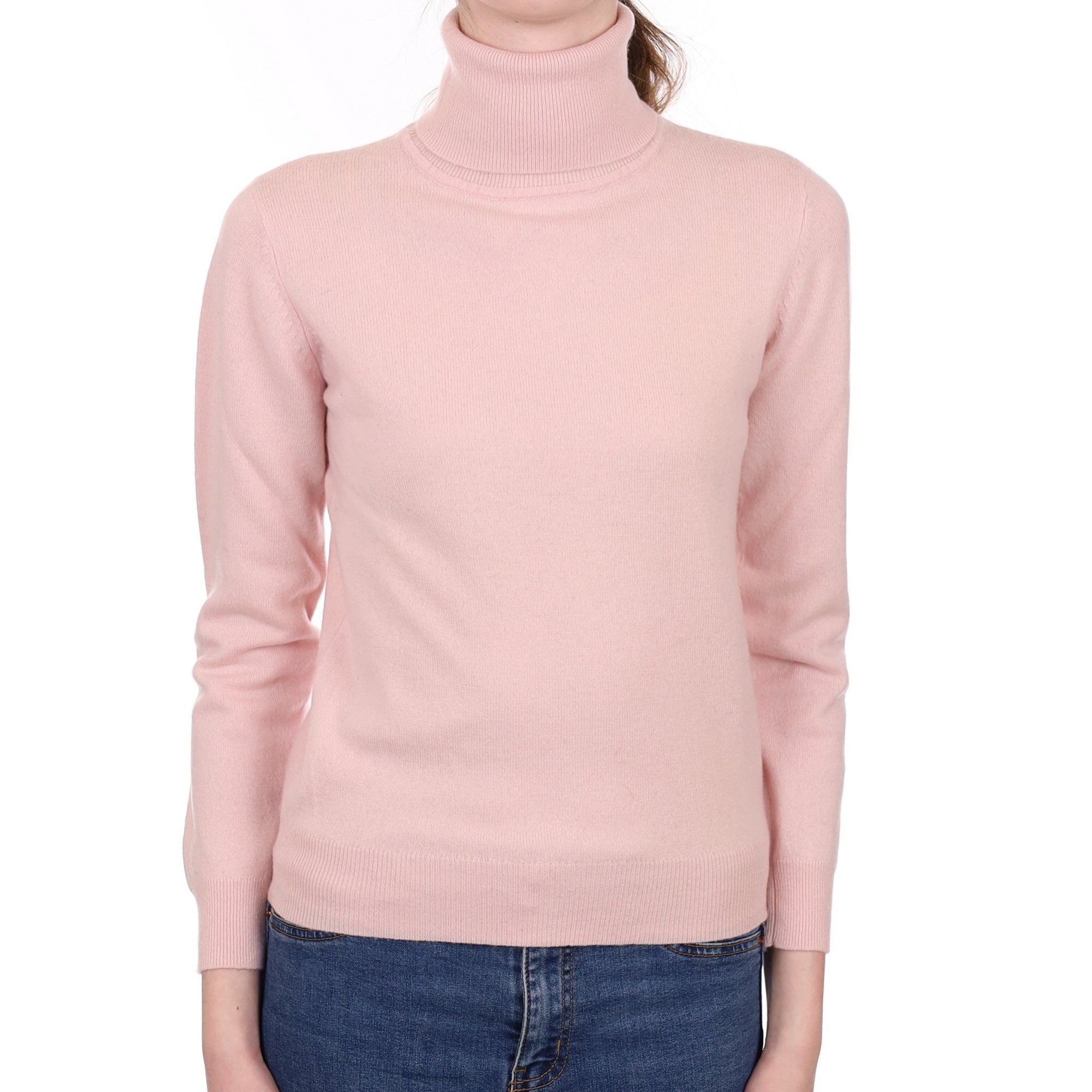 Ice Pink Cashmere Polo Neck Jumper Extra Small