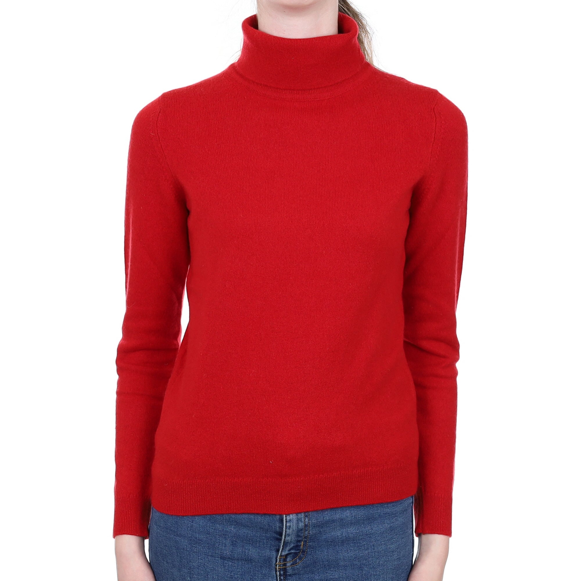 Berry Red Cashmere Polo Neck Jumper Extra Small