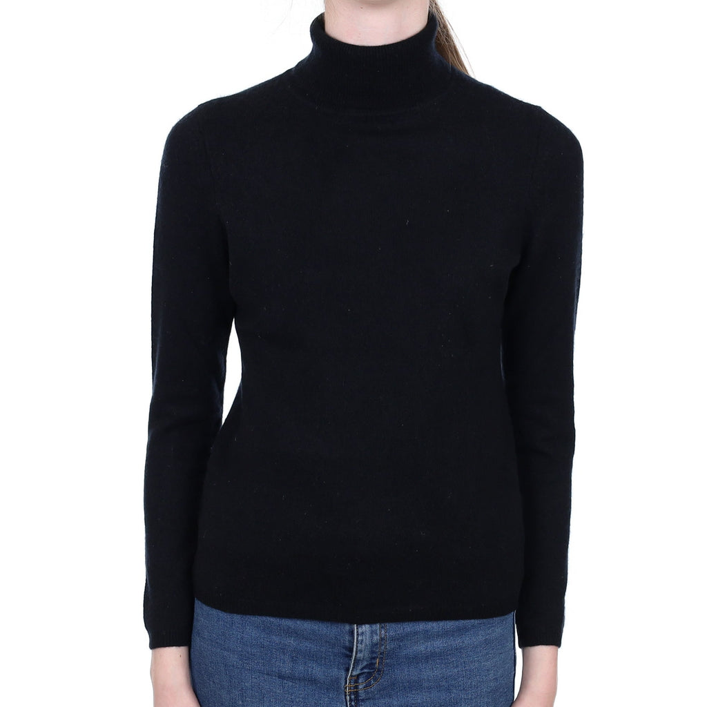 Black Cashmere Polo Neck Jumper Extra Small
