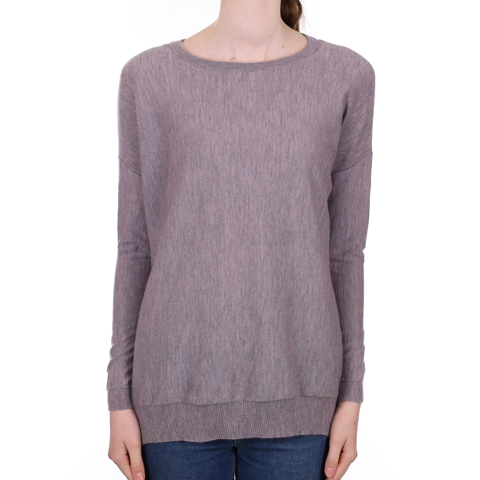 Slate Purple Cashmere Slouchy Crew Neck Tunic Extra Small