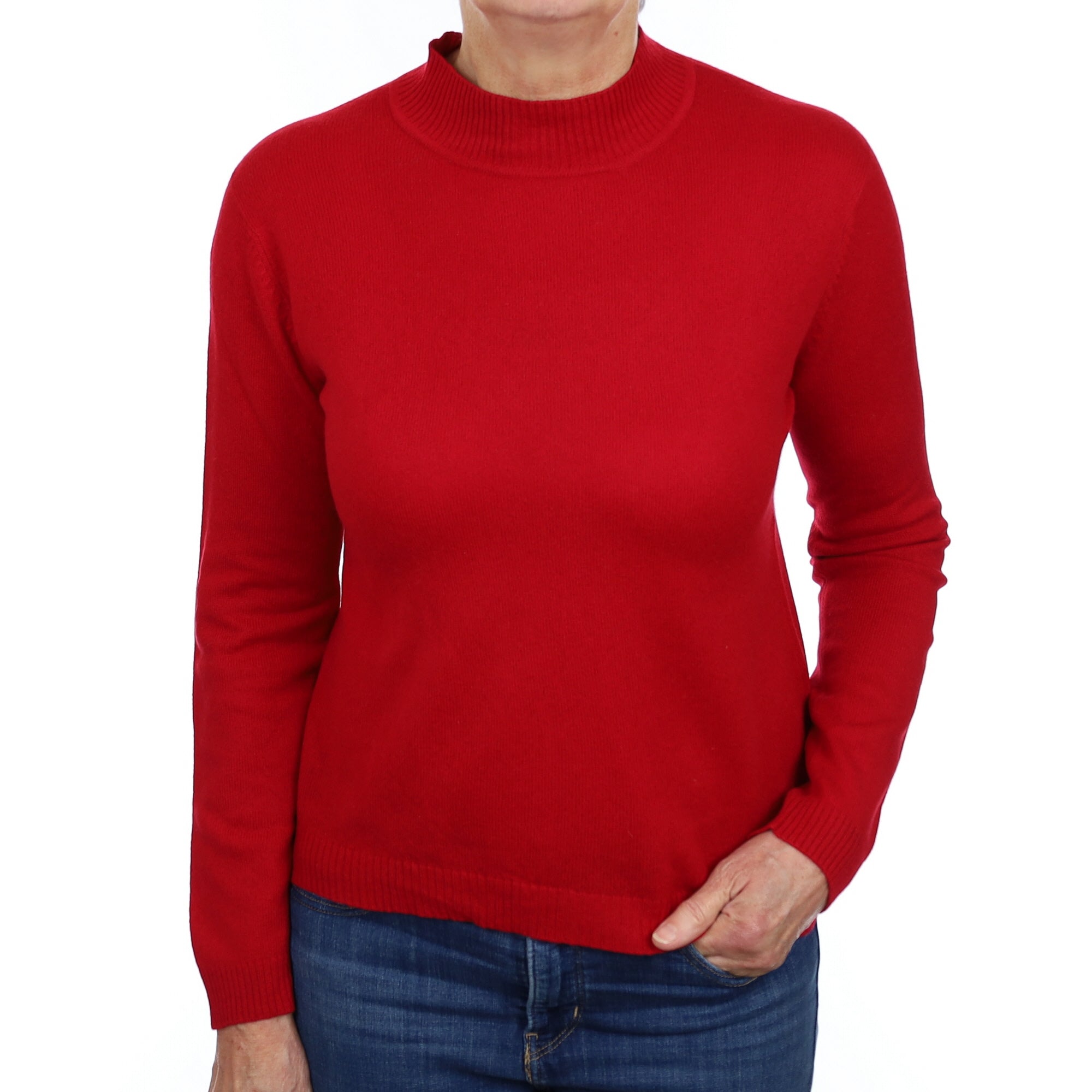Post Box Red Cashmere Turtle Neck Jumper Medium