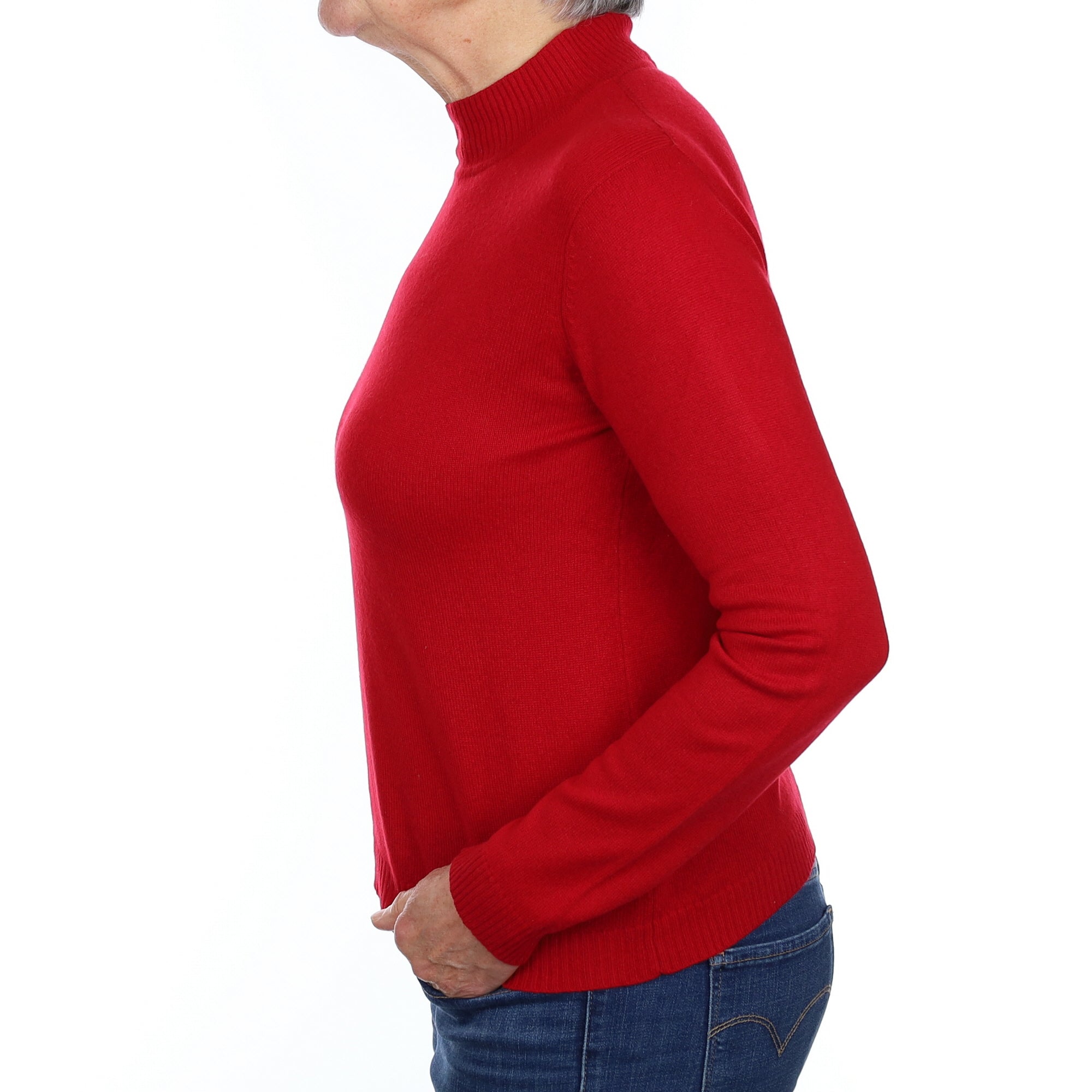 Post Box Red Cashmere Turtle Neck Jumper Medium