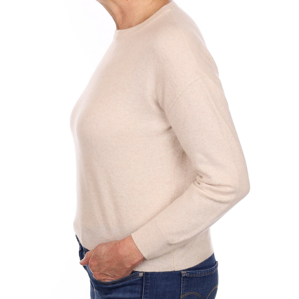 Oatmeal Cashmere Boxy Crew Neck Jumper Medium