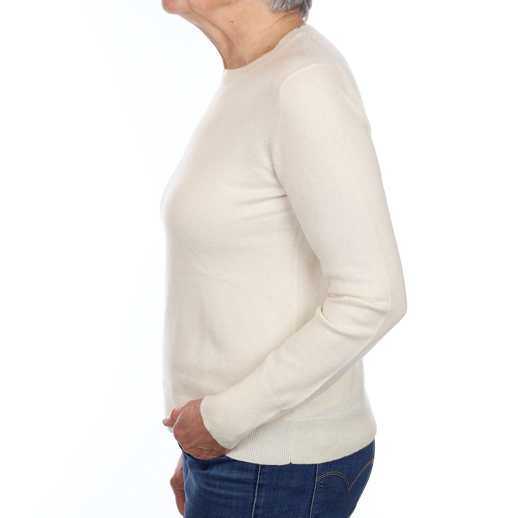 Ivory Cashmere Crew Neck Jumper Medium