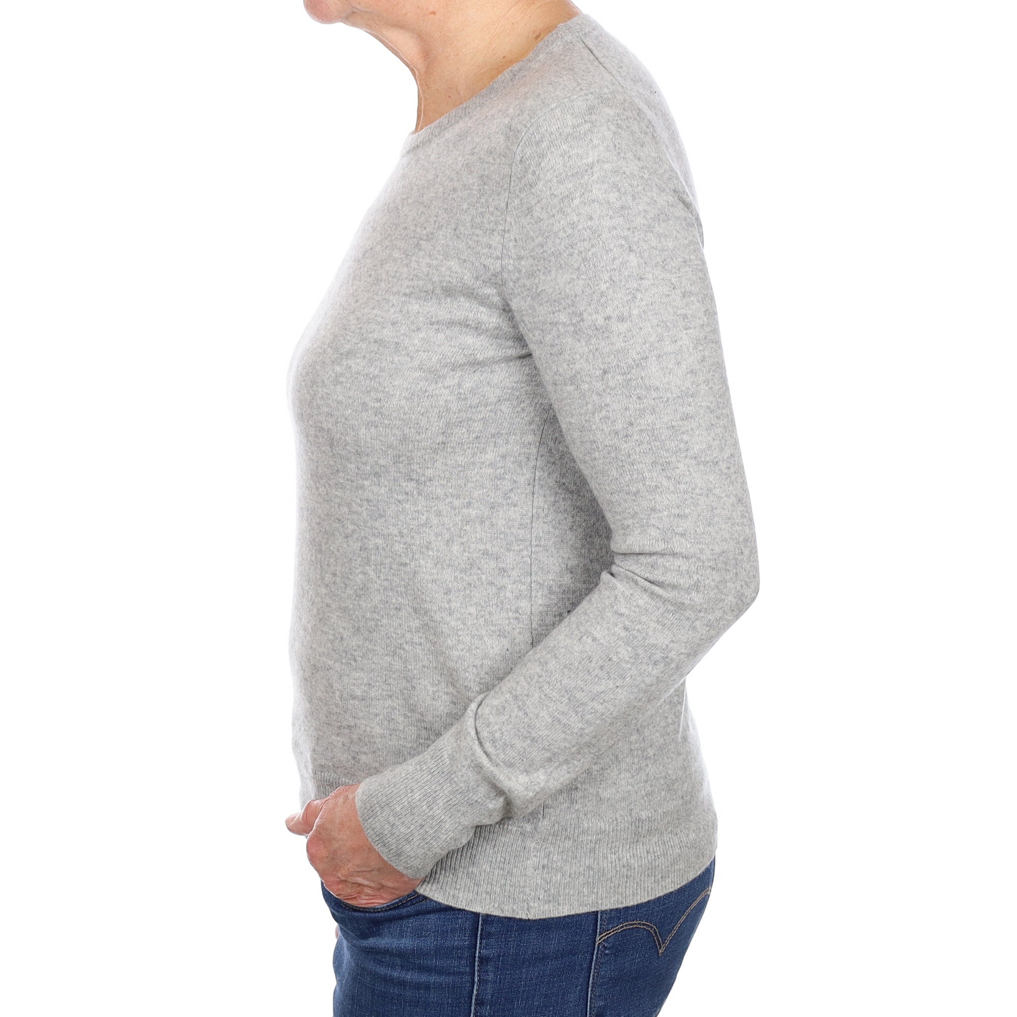Smoke Grey Cashmere Crew Neck Jumper Medium