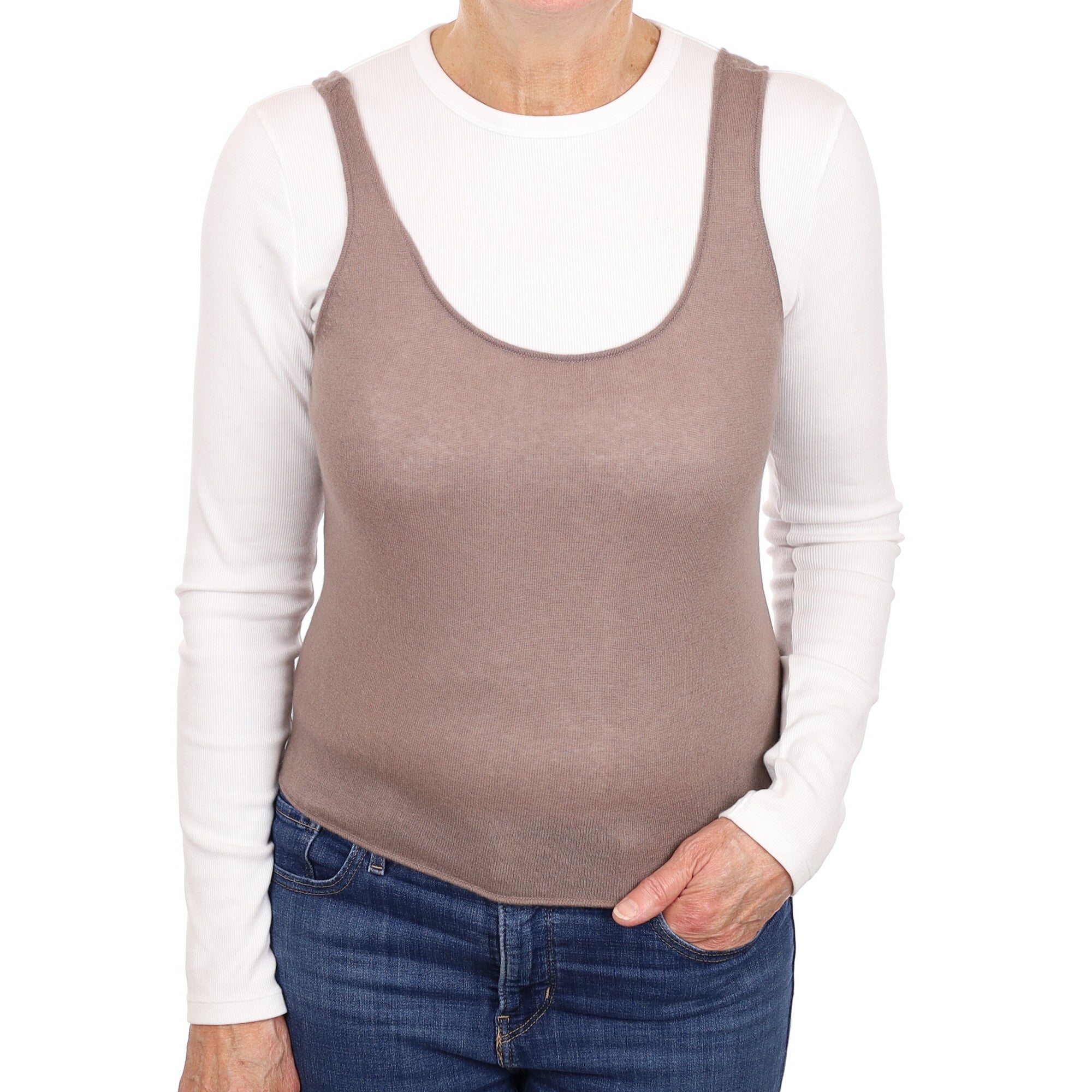 Mocha Brown Cashmere Vest Medium