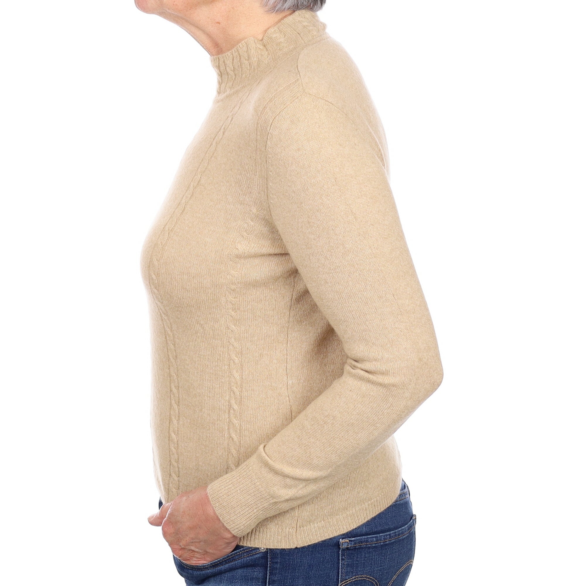 Caramel Brown Cashmere Turtle Neck Jumper Medium