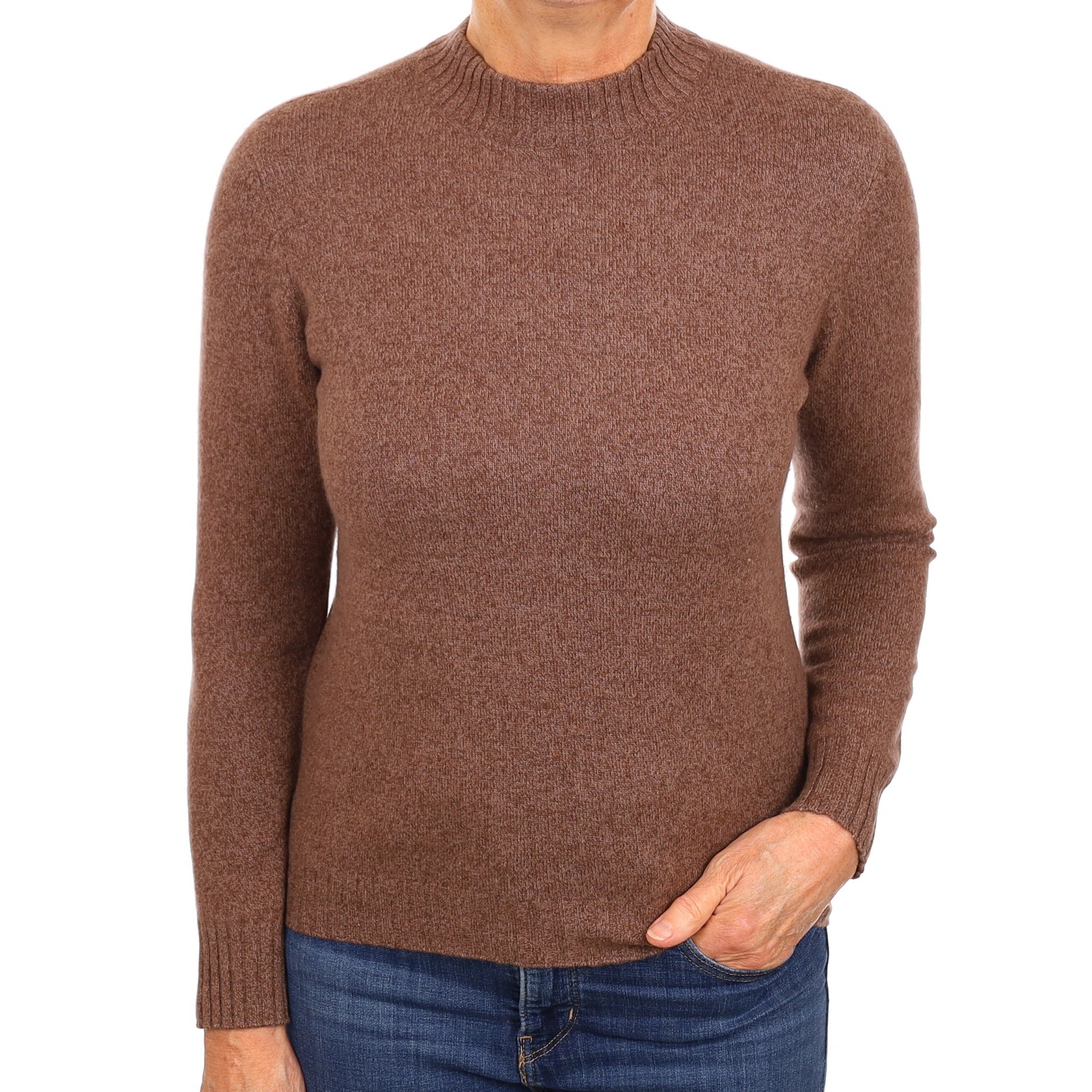 Russet Brown Marl Cashmere Turtle Neck Jumper Medium