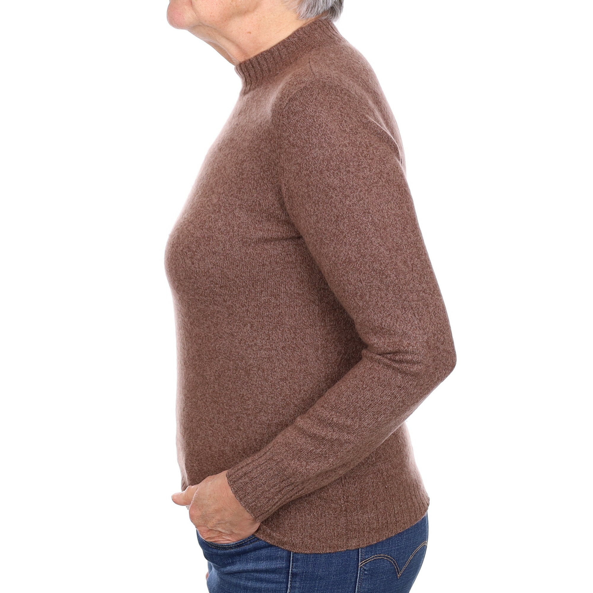 Russet Brown Marl Cashmere Turtle Neck Jumper Medium