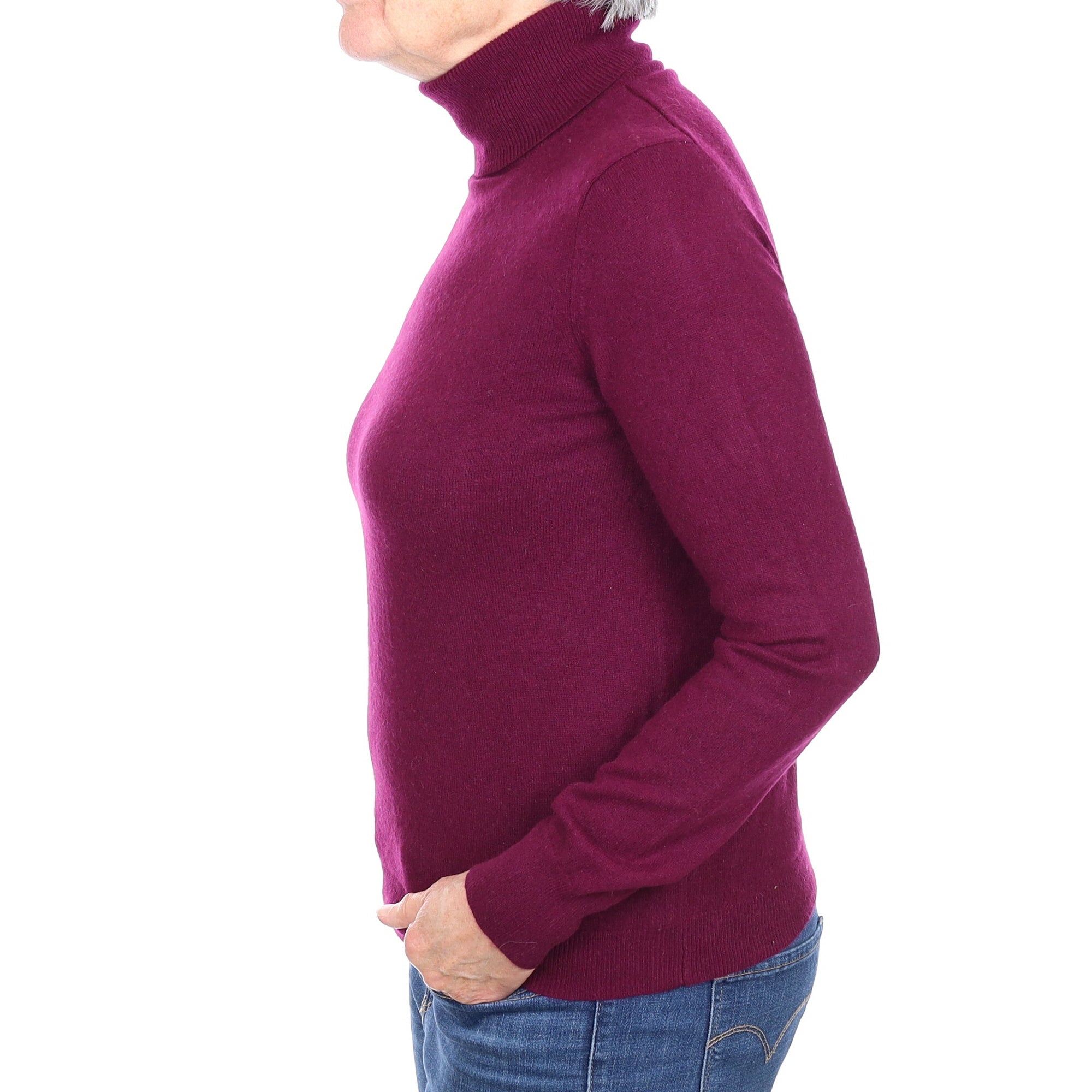 Mulberry Purple Cashmere Polo Neck Jumper Medium