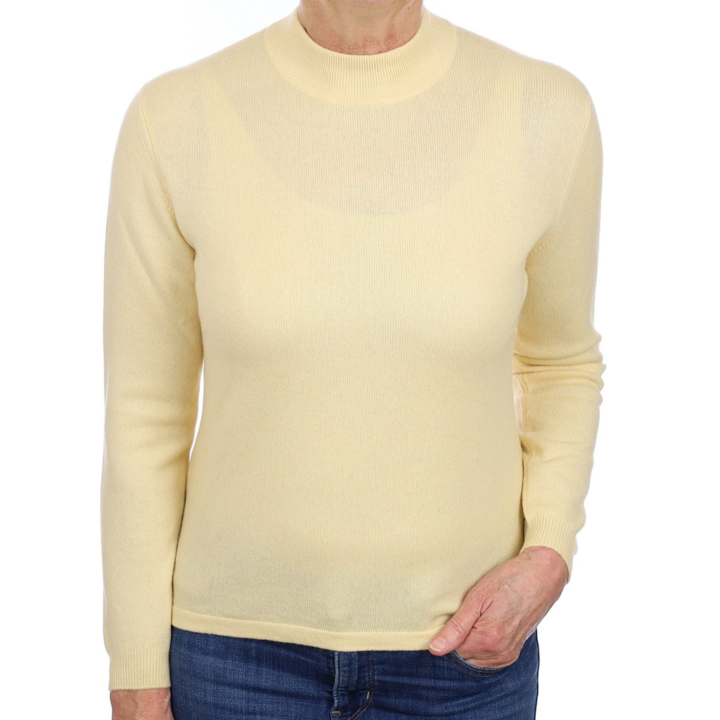 Custard Yellow Cashmere Turtle Neck Jumper Medium