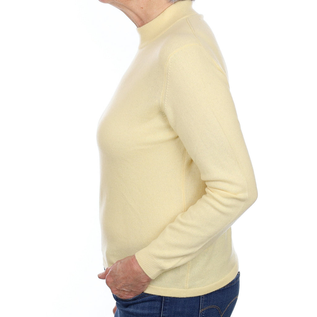 Custard Yellow Cashmere Turtle Neck Jumper Medium