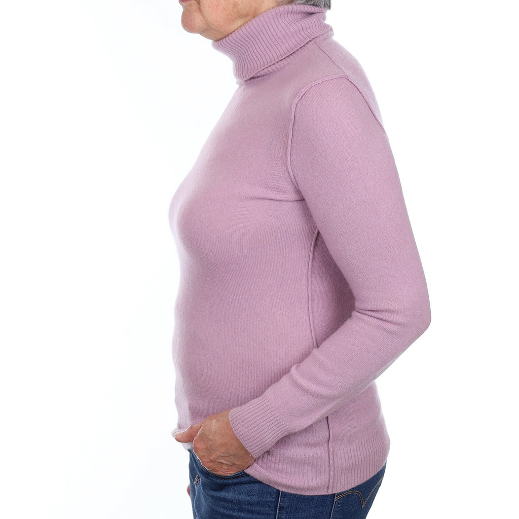 Lilac Purple Cashmere Polo Neck Jumper Medium