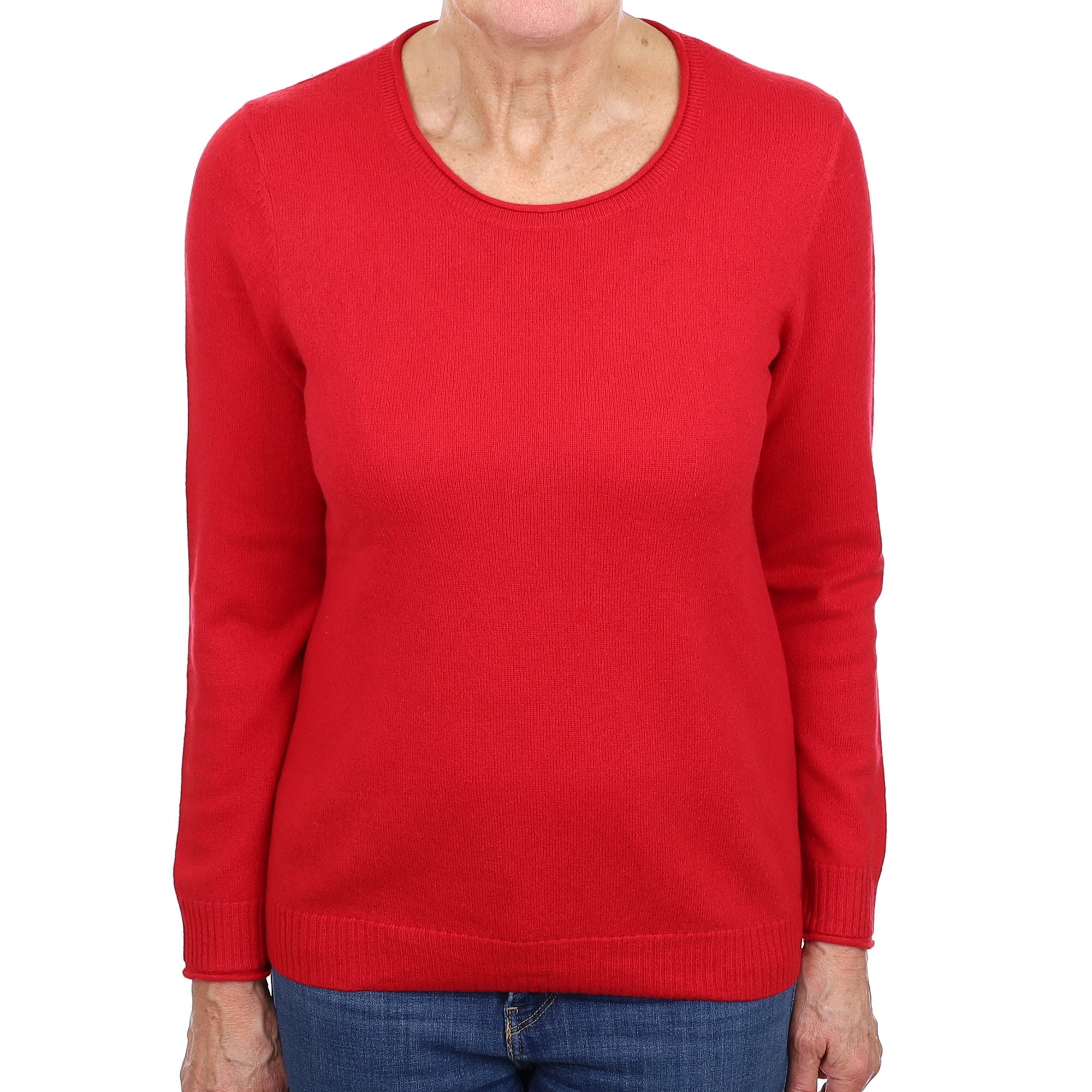 Berry Red Cashmere Crew Neck Jumper Medium