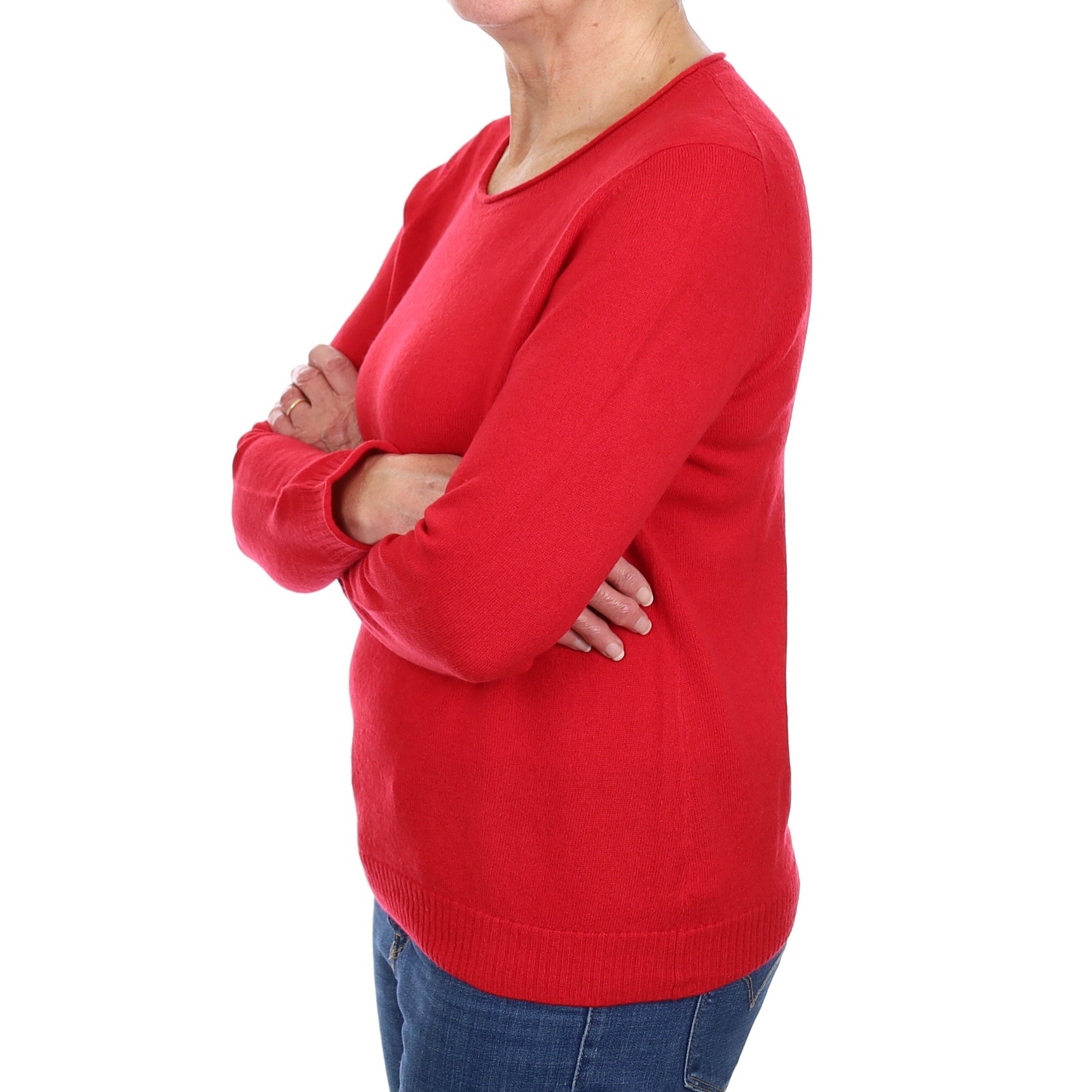 Berry Red Cashmere Crew Neck Jumper Medium
