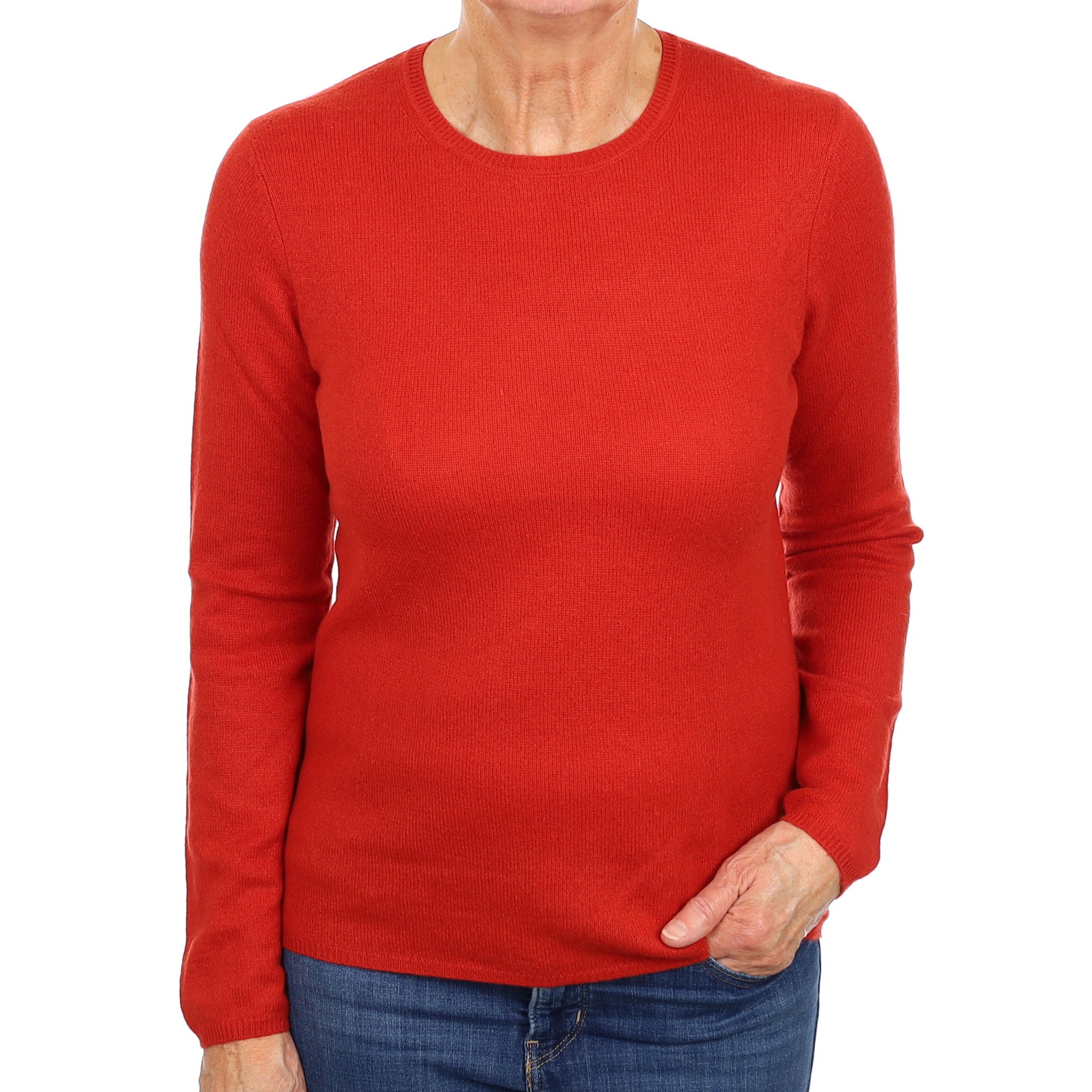 Rust Red Cashmere Crew Neck Jumper Medium