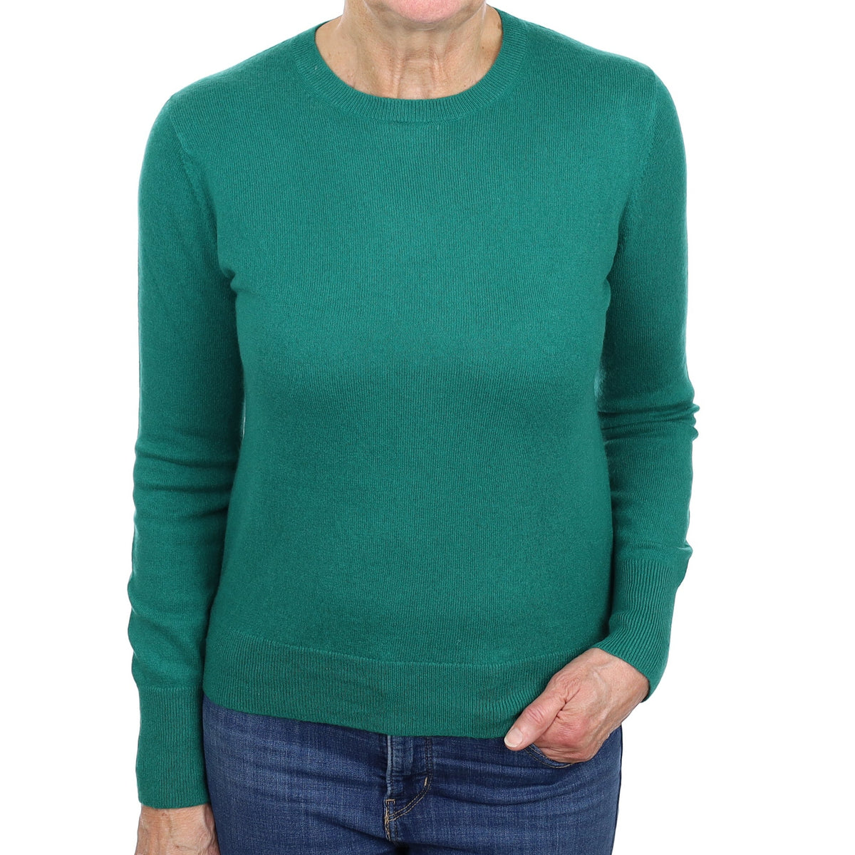 Shamrock Green Cashmere Crew Neck Jumper Medium