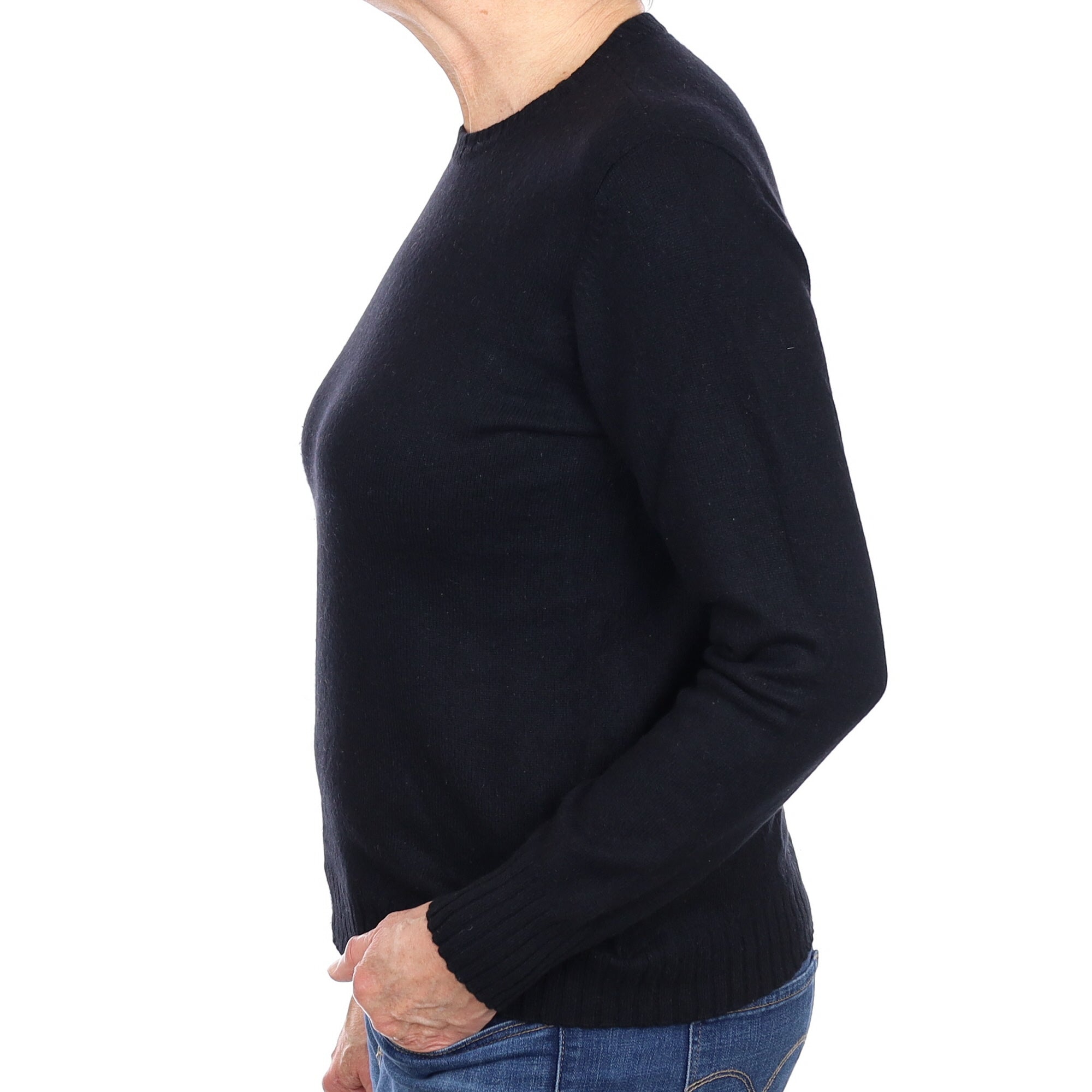 Black Cashmere Crew Neck Jumper Medium