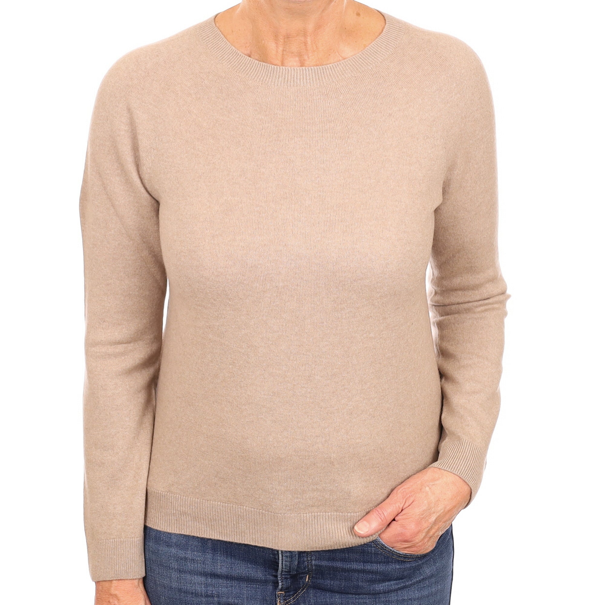 Mink Brown Cashmere Crew Neck Jumper Medium