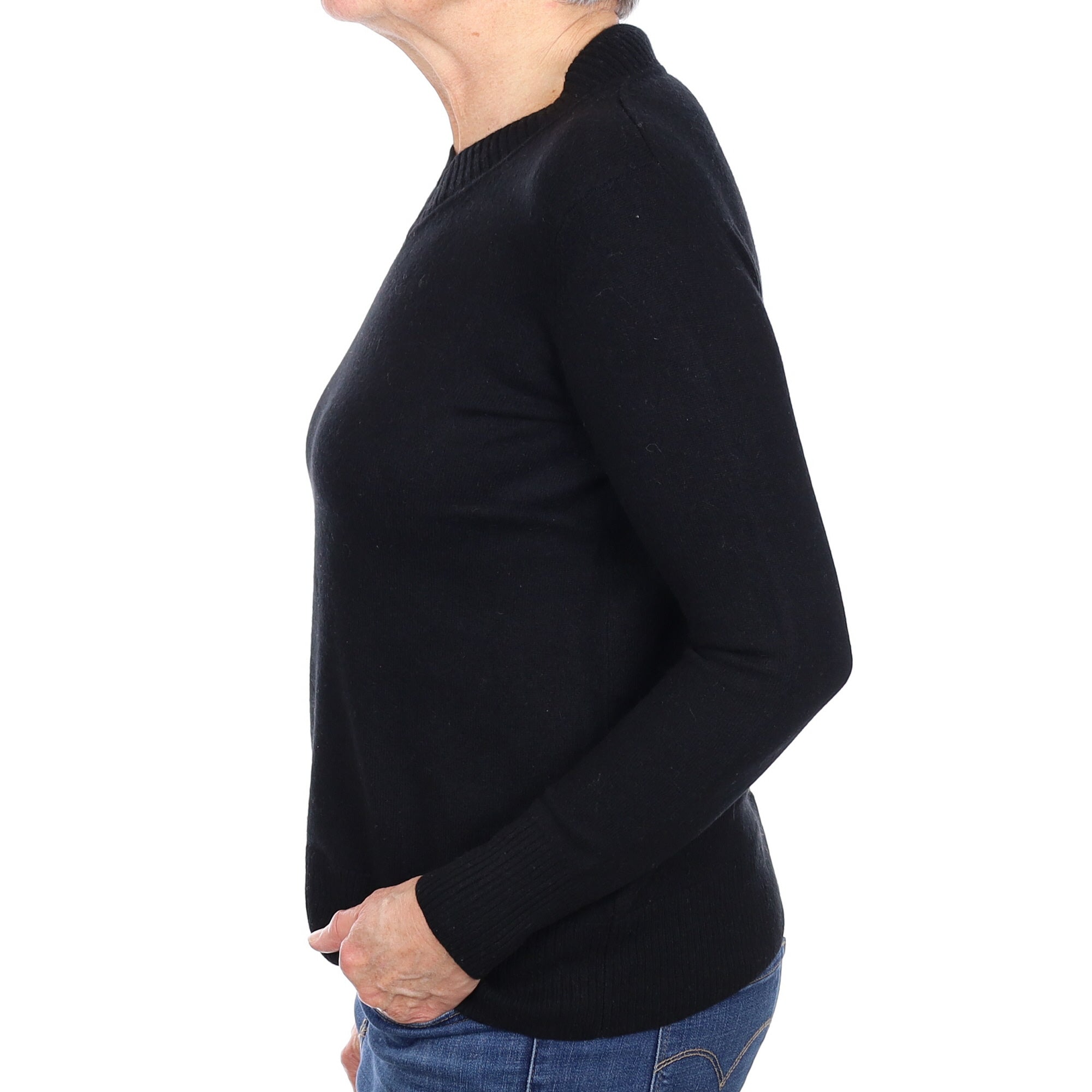 Black Cashmere V Neck Jumper Medium