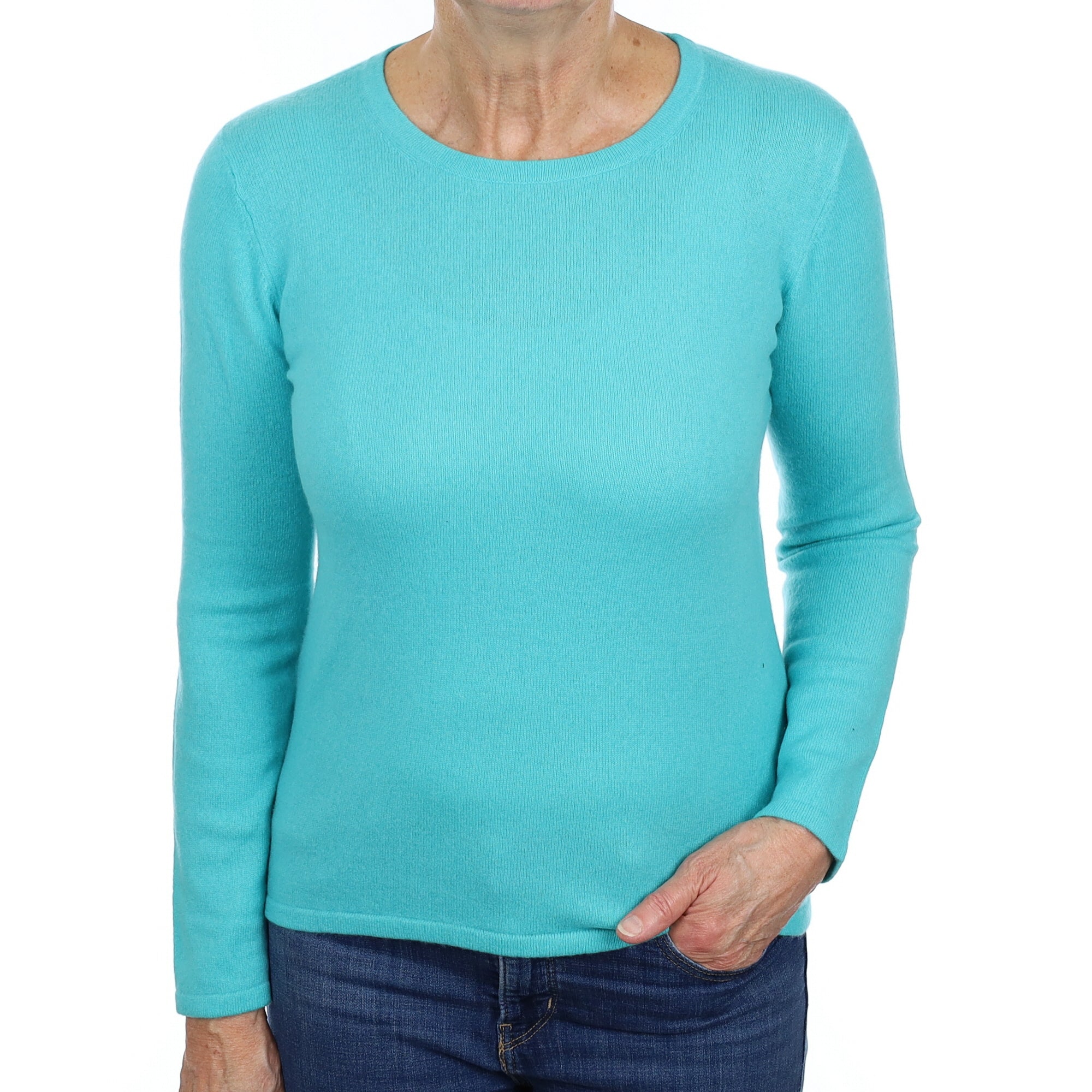 Turquoise Cashmere Crew Neck Jumper Medium