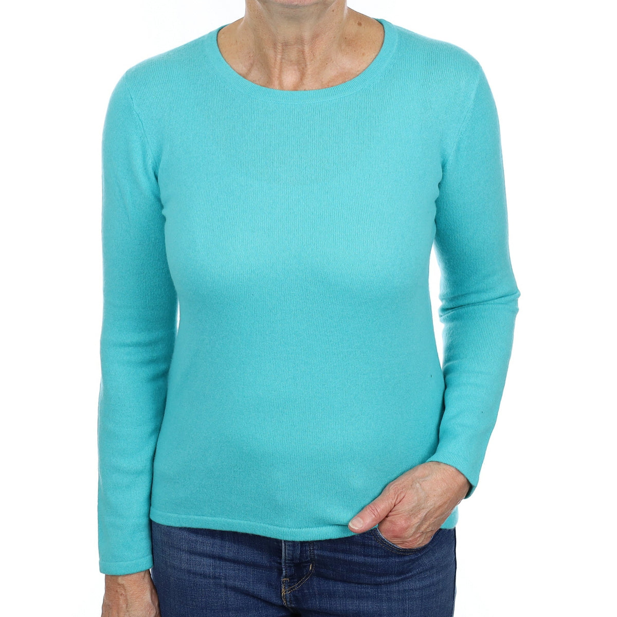 Turquoise Cashmere Crew Neck Jumper Medium