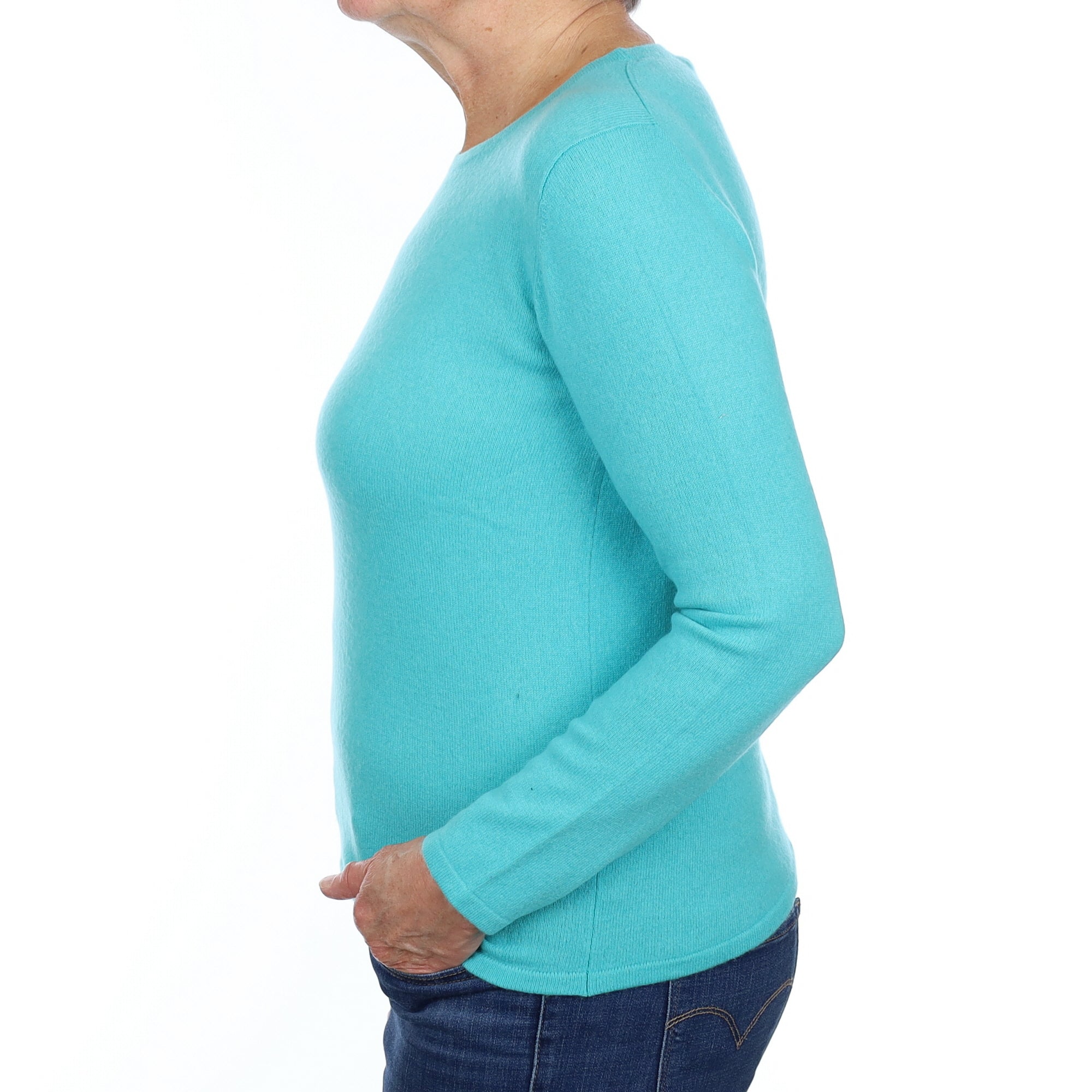 Turquoise Cashmere Crew Neck Jumper Medium